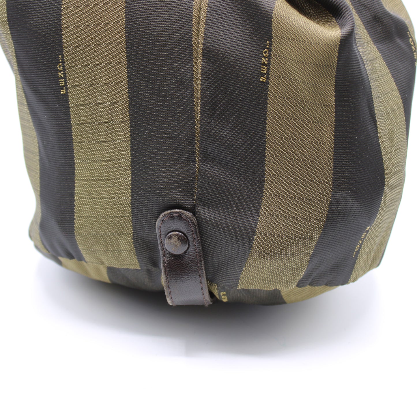 Fendi Brown Pequin Striped Canvas Foldable Bucket Bag Leather Straps