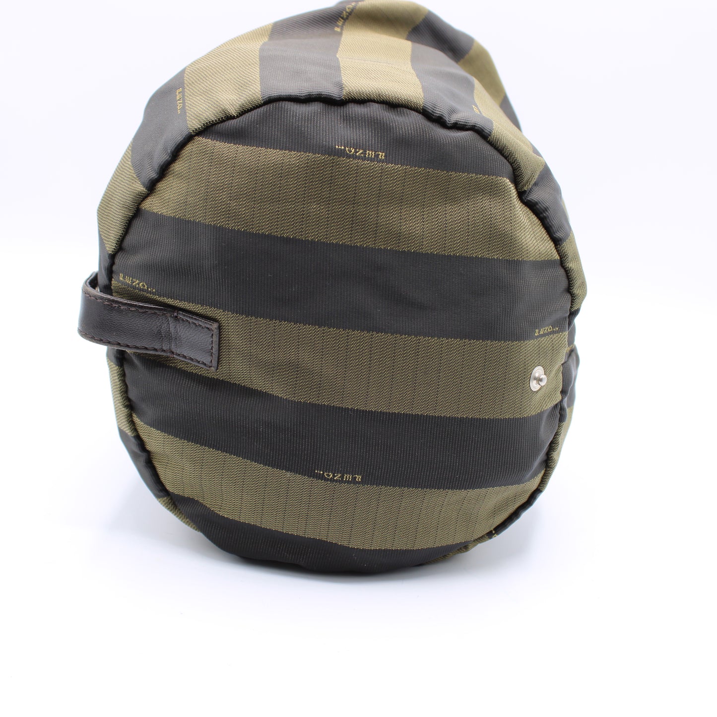 Fendi Brown Pequin Striped Canvas Foldable Bucket Bag Leather Straps