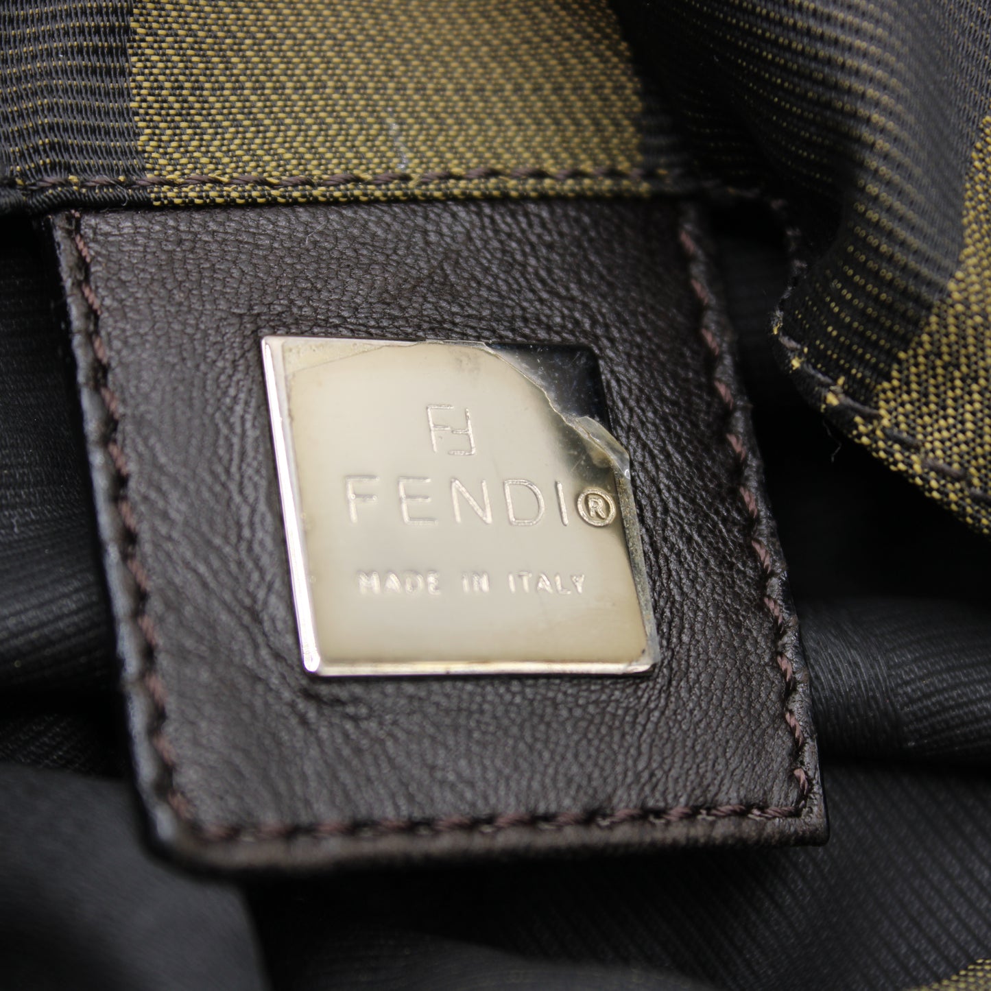 Fendi Brown Pequin Striped Canvas Foldable Bucket Bag Leather Straps