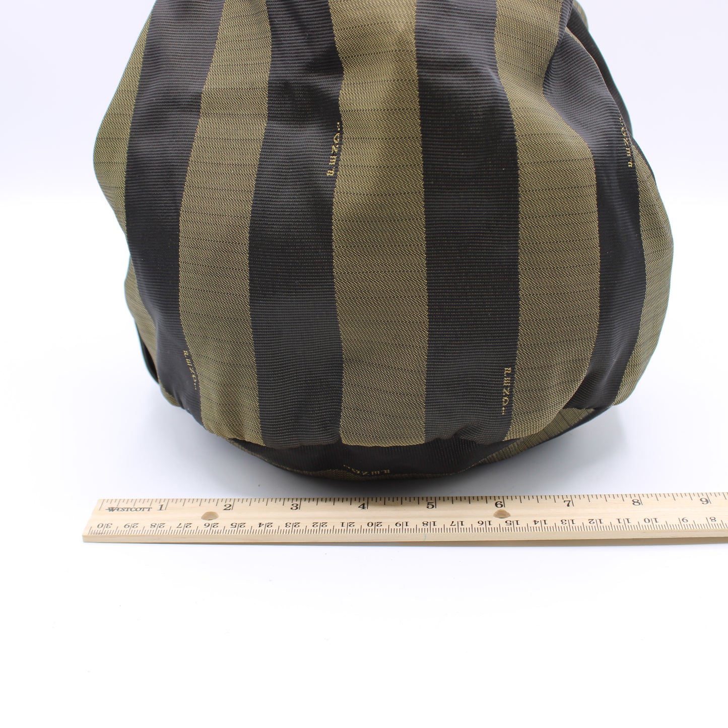 Fendi Brown Pequin Striped Canvas Foldable Bucket Bag Leather Straps