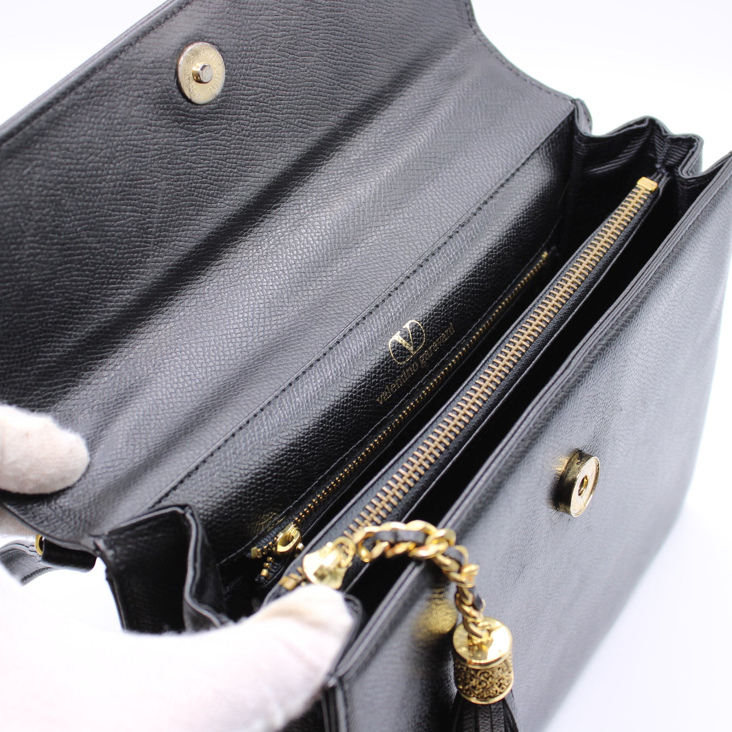 Valentino Garavani Classic Black Two-Way Kelly Crossbody Leather Bag