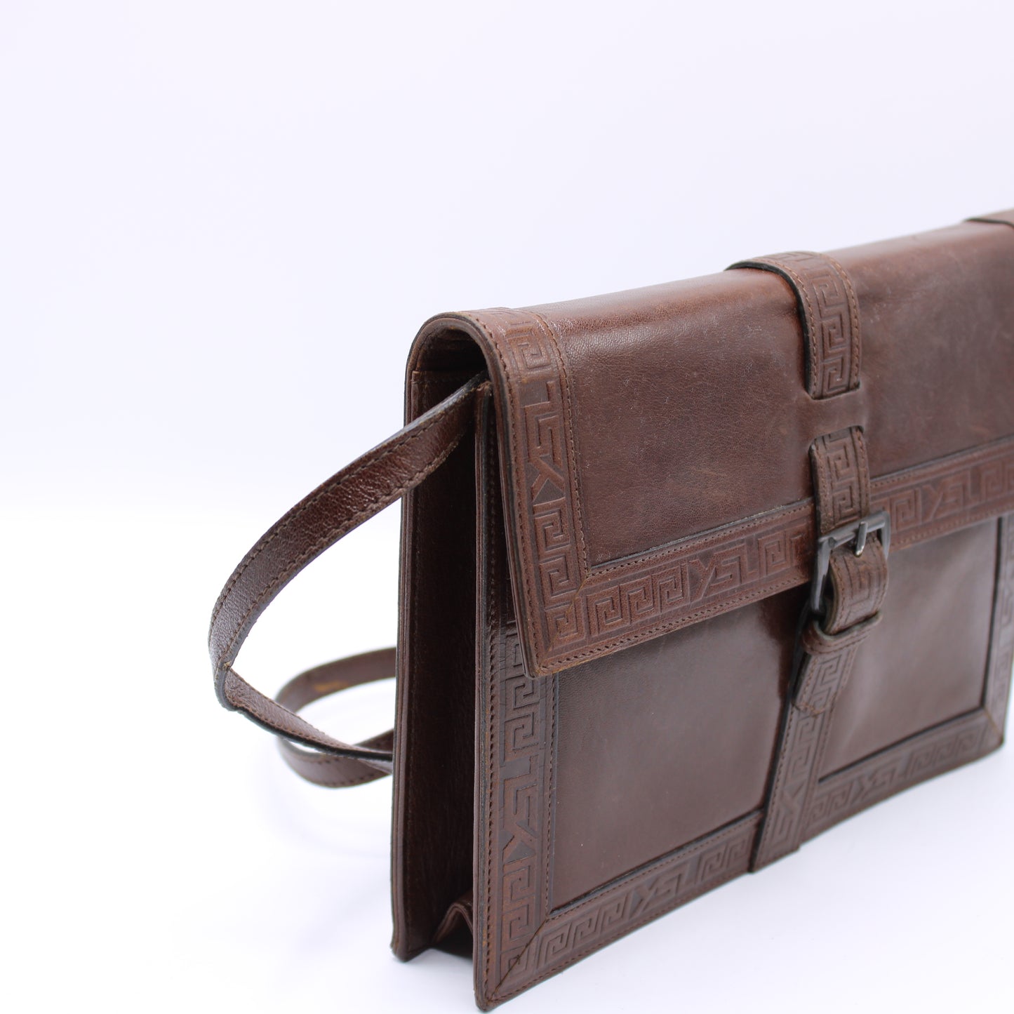 Yves Saint Laurent Brown Embossed Leather LouLou Crossbody Bag Vintage