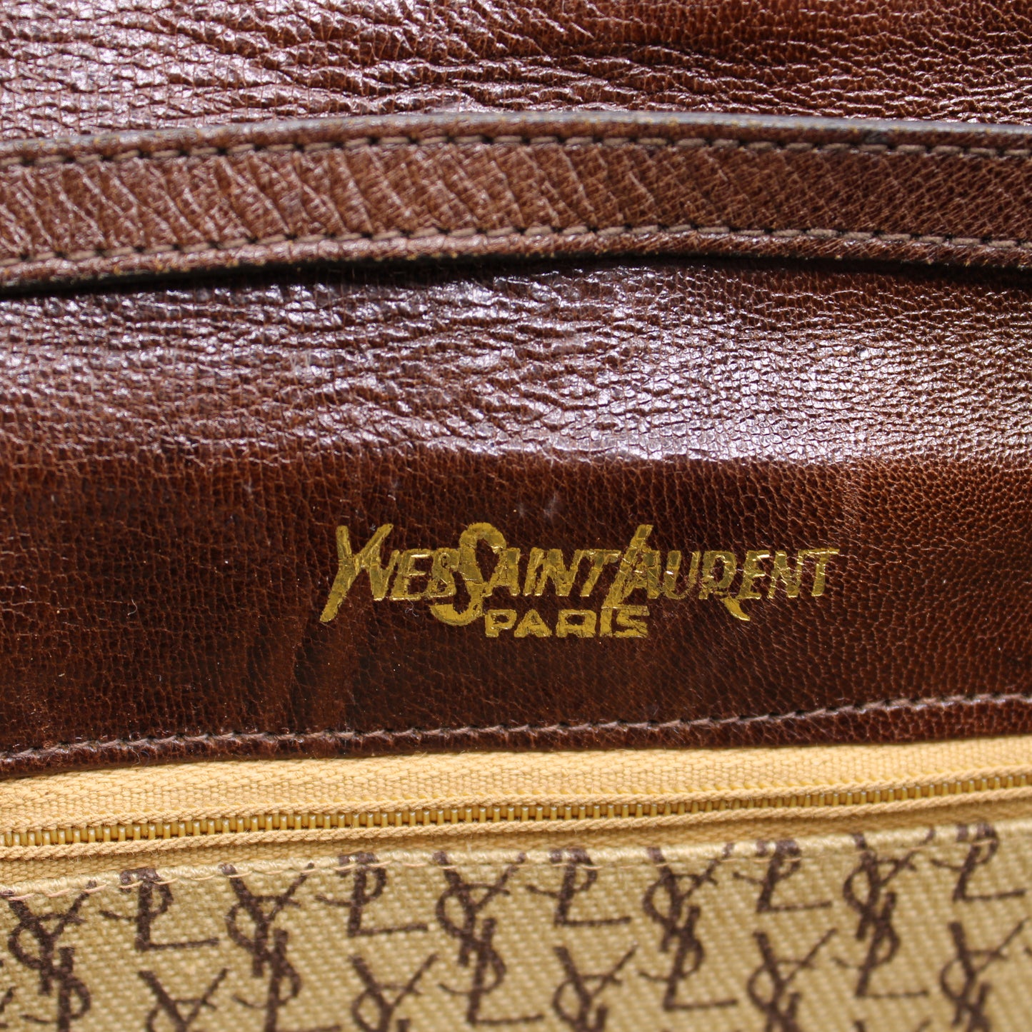 Yves Saint Laurent Brown Embossed Leather LouLou Crossbody Bag Vintage