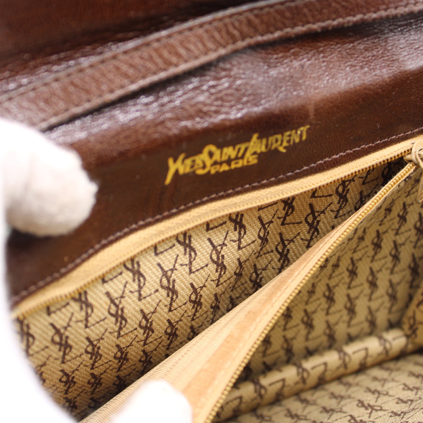 Yves Saint Laurent Brown Embossed Leather LouLou Crossbody Bag Vintage