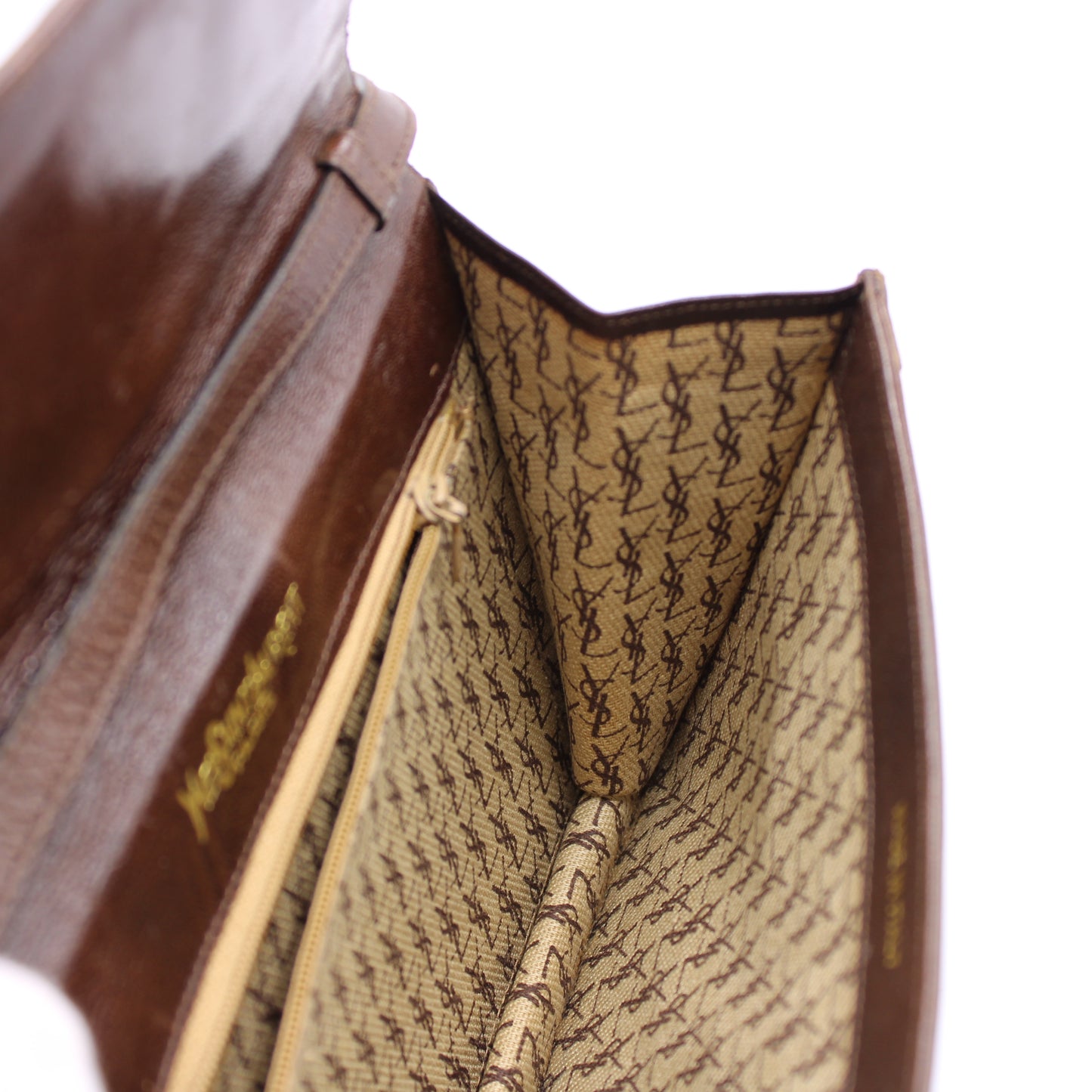 Yves Saint Laurent Brown Embossed Leather LouLou Crossbody Bag Vintage