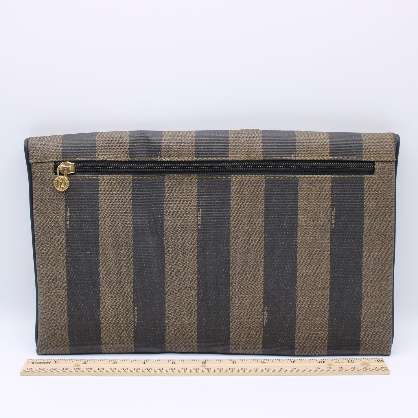 Fendi FF Logo Pequin Stripes Monogram Clutch Bag Vintage