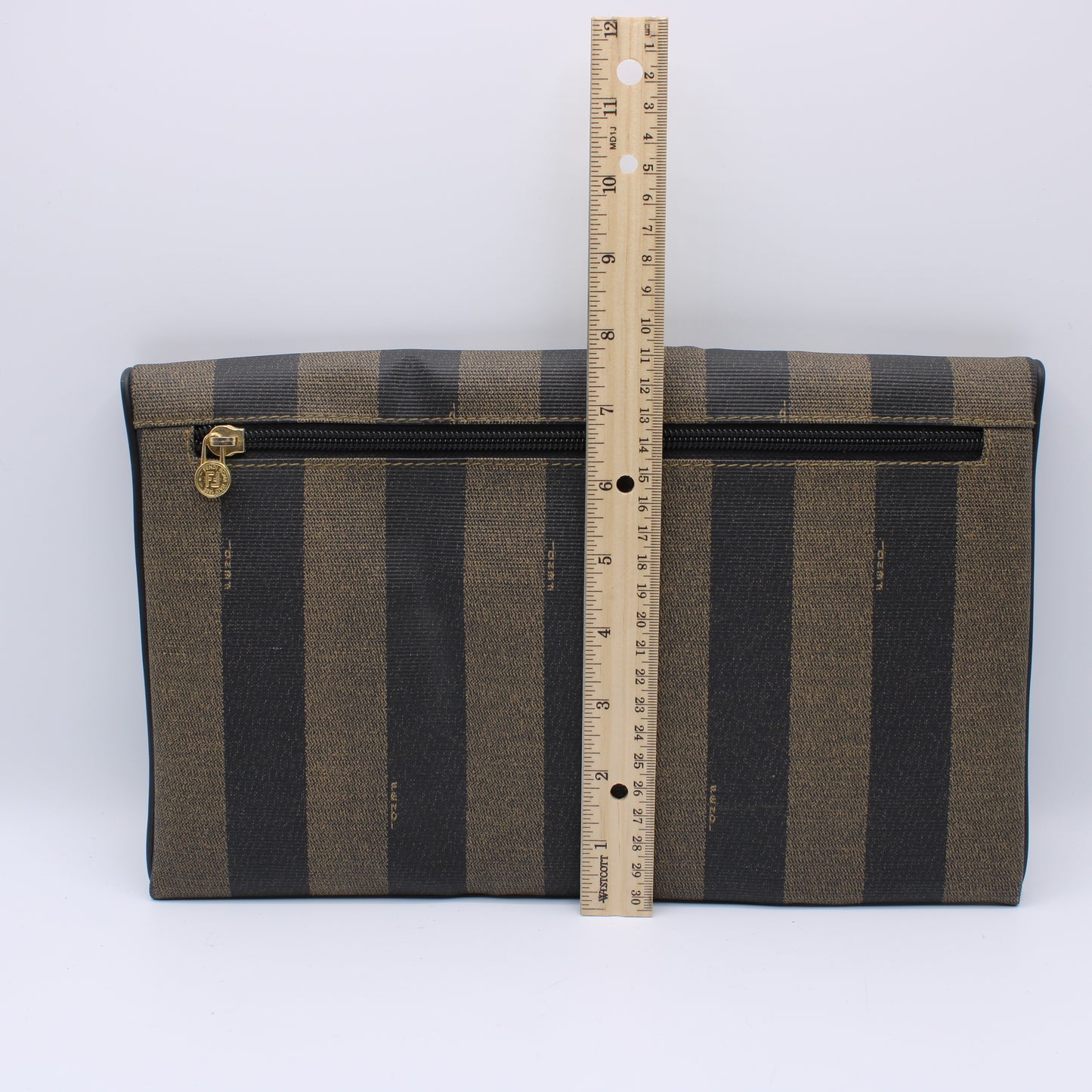Fendi FF Logo Pequin Stripes Monogram Clutch Bag Vintage