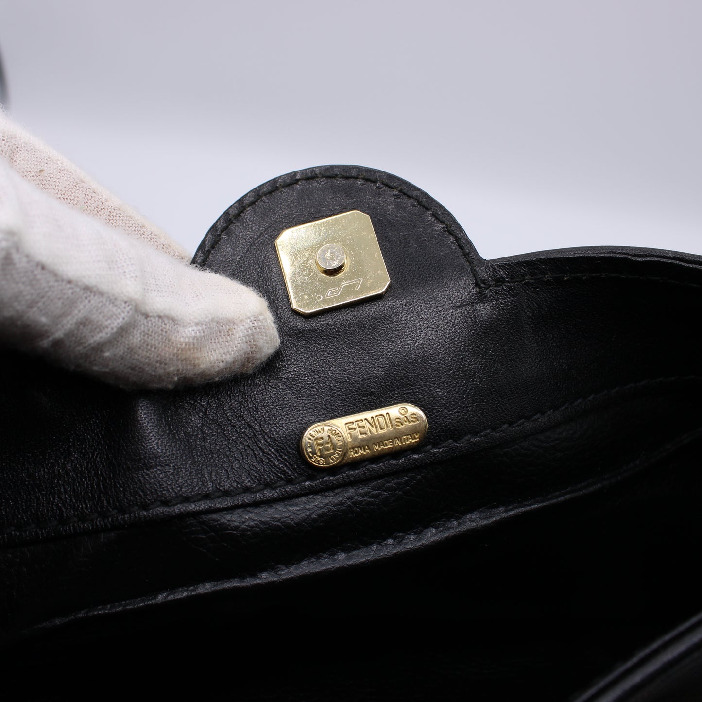 Fendi FF Logo Pequin Stripes Monogram Clutch Bag Vintage