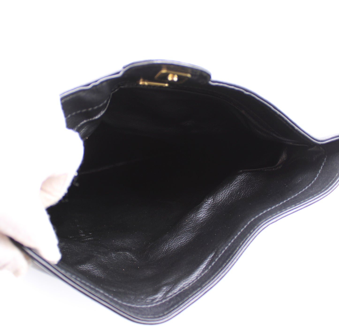 Fendi FF Logo Pequin Stripes Monogram Clutch Bag Vintage