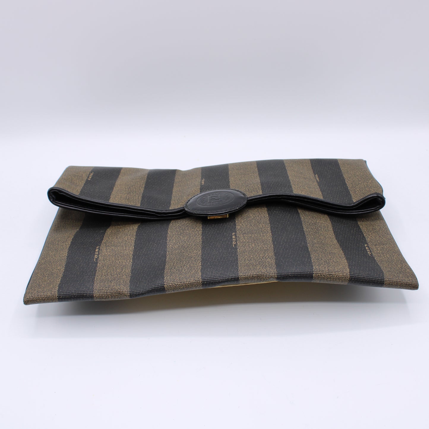 Fendi FF Logo Pequin Stripes Monogram Clutch Bag Vintage