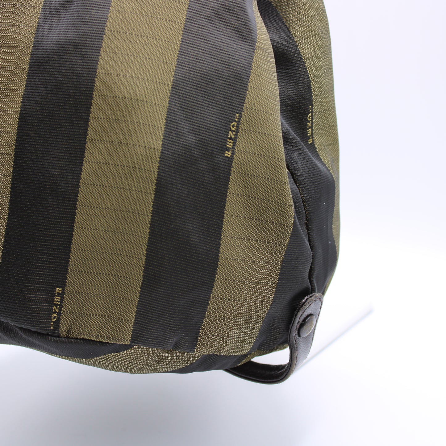 Fendi Brown Pequin Striped Canvas Foldable Bucket Bag Leather Straps