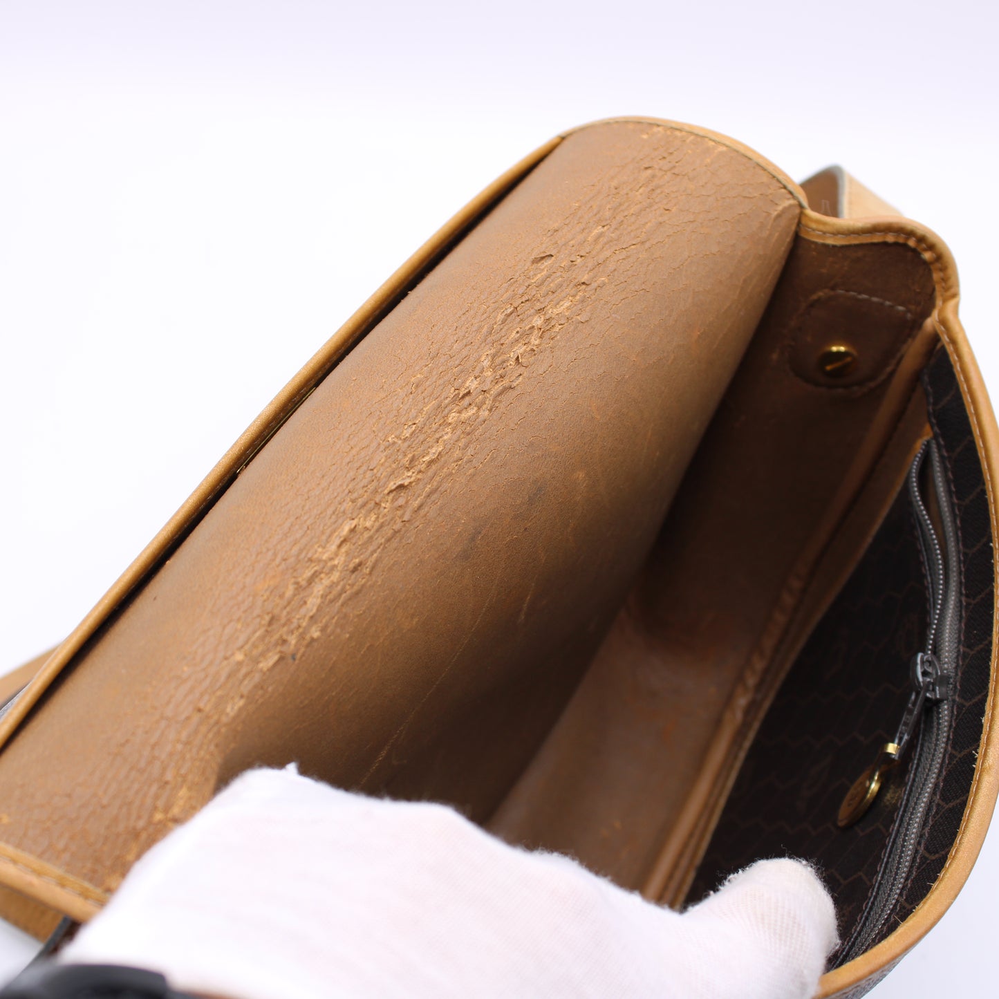 Christian Dior Brown Honeycomb Pattern Flap Crossbody Bag Vintage