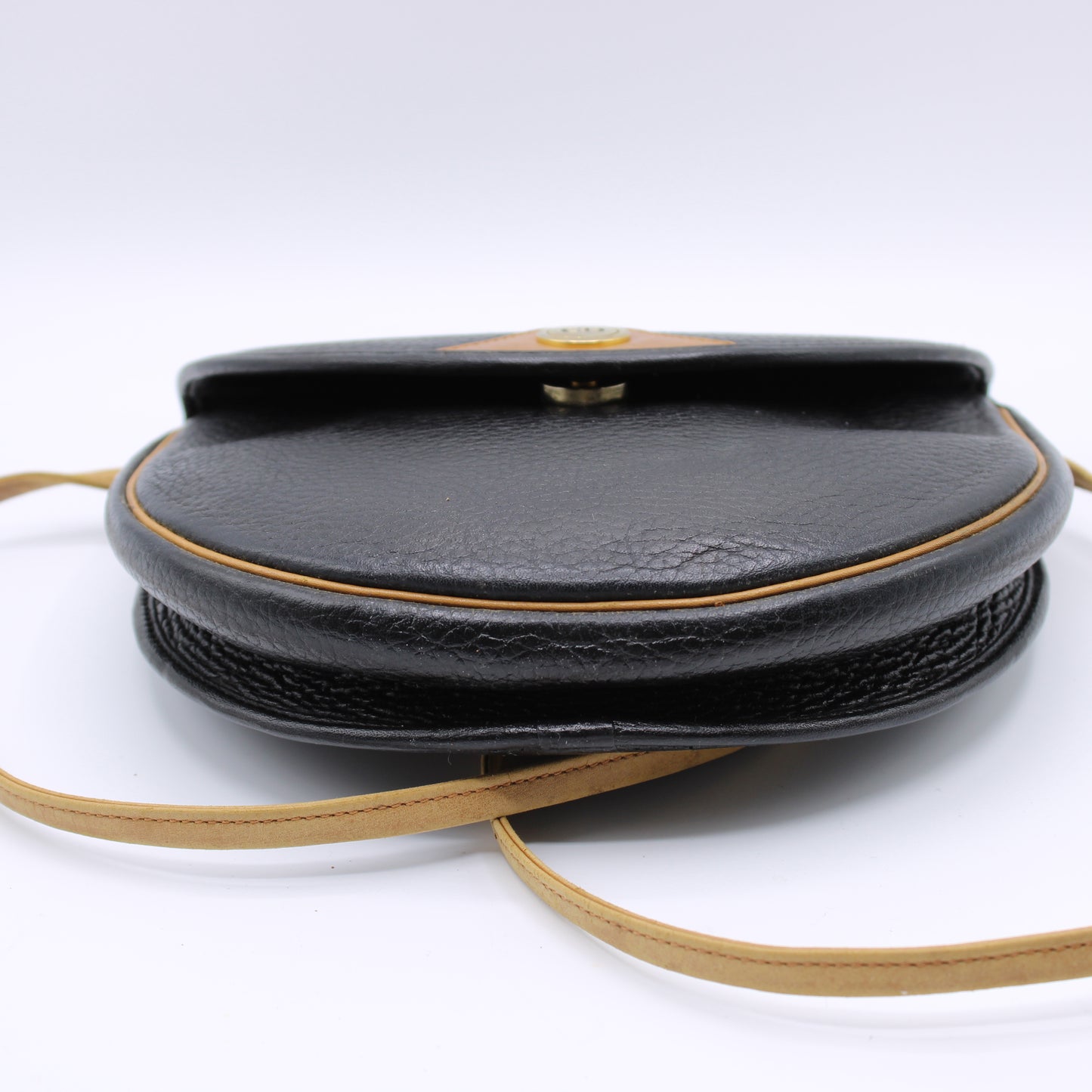 Christian Dior Besace Two-Tone Black Grained Leather Crossbody Bag Vintage