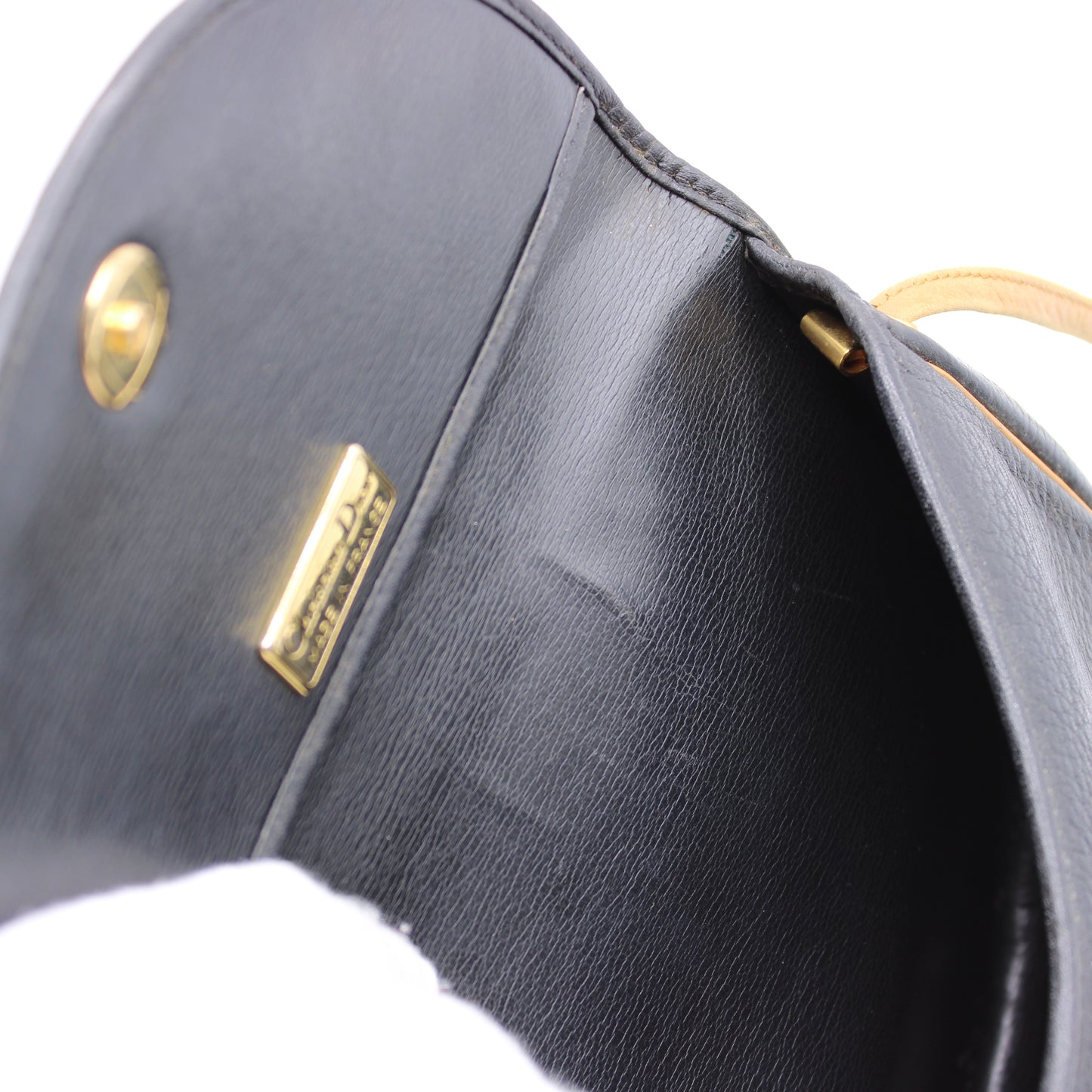 Christian Dior Besace Two-Tone Black Grained Leather Crossbody Bag Vintage