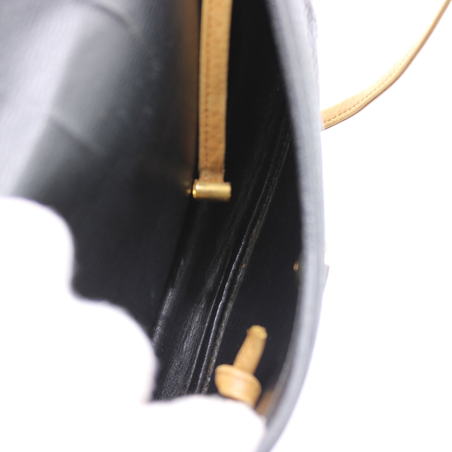Christian Dior Besace Two-Tone Black Grained Leather Crossbody Bag Vintage