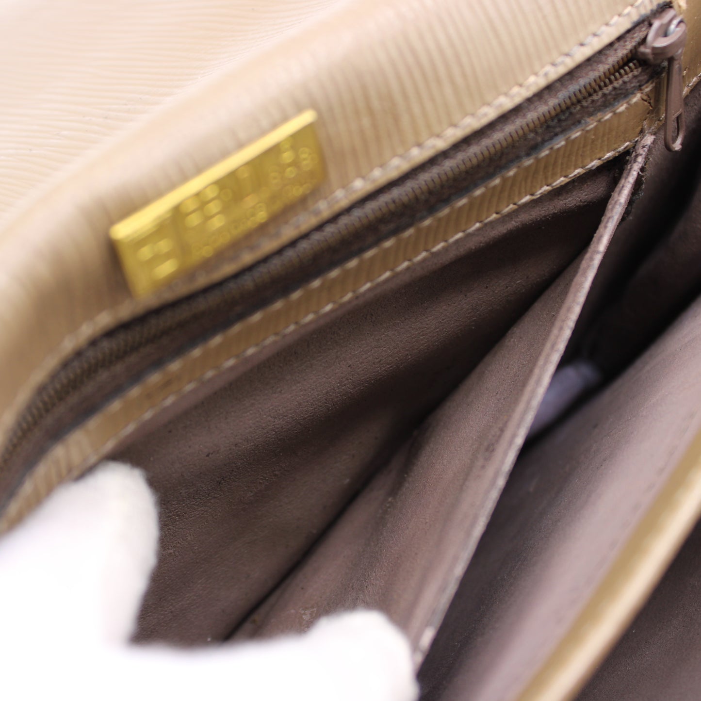 Fendi Zucca Beige Canvas Leather Flap Crossbody Bag Vintage