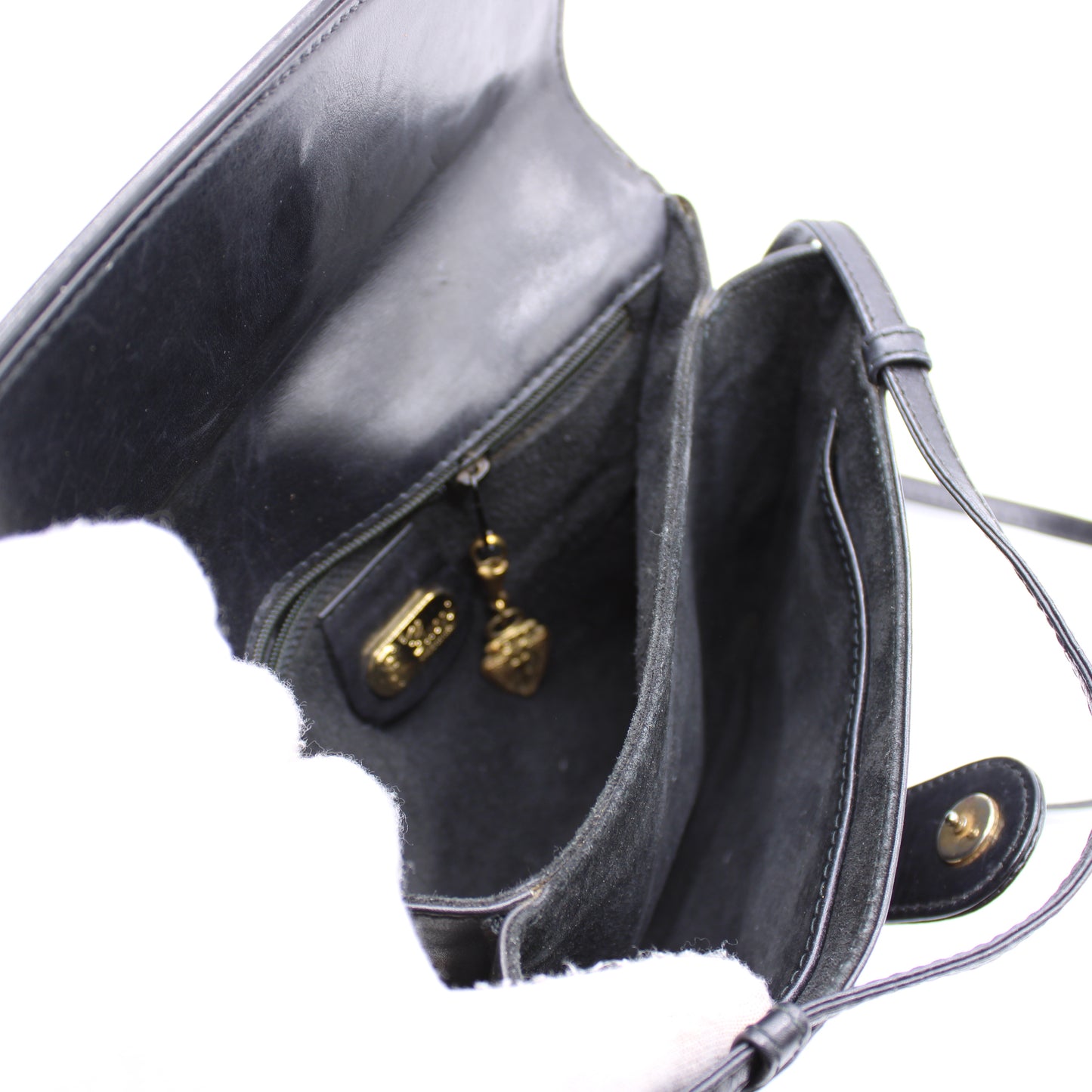 Gucci Interlocking GG Black Leather Flap Crossbody Bag Tom Ford Vintage