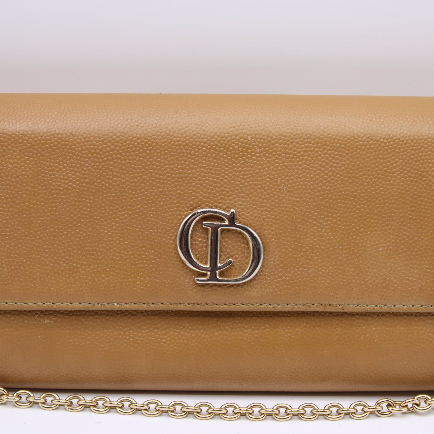 Christian Dior Bronze Textured Leather Wallet on Chain Vintage