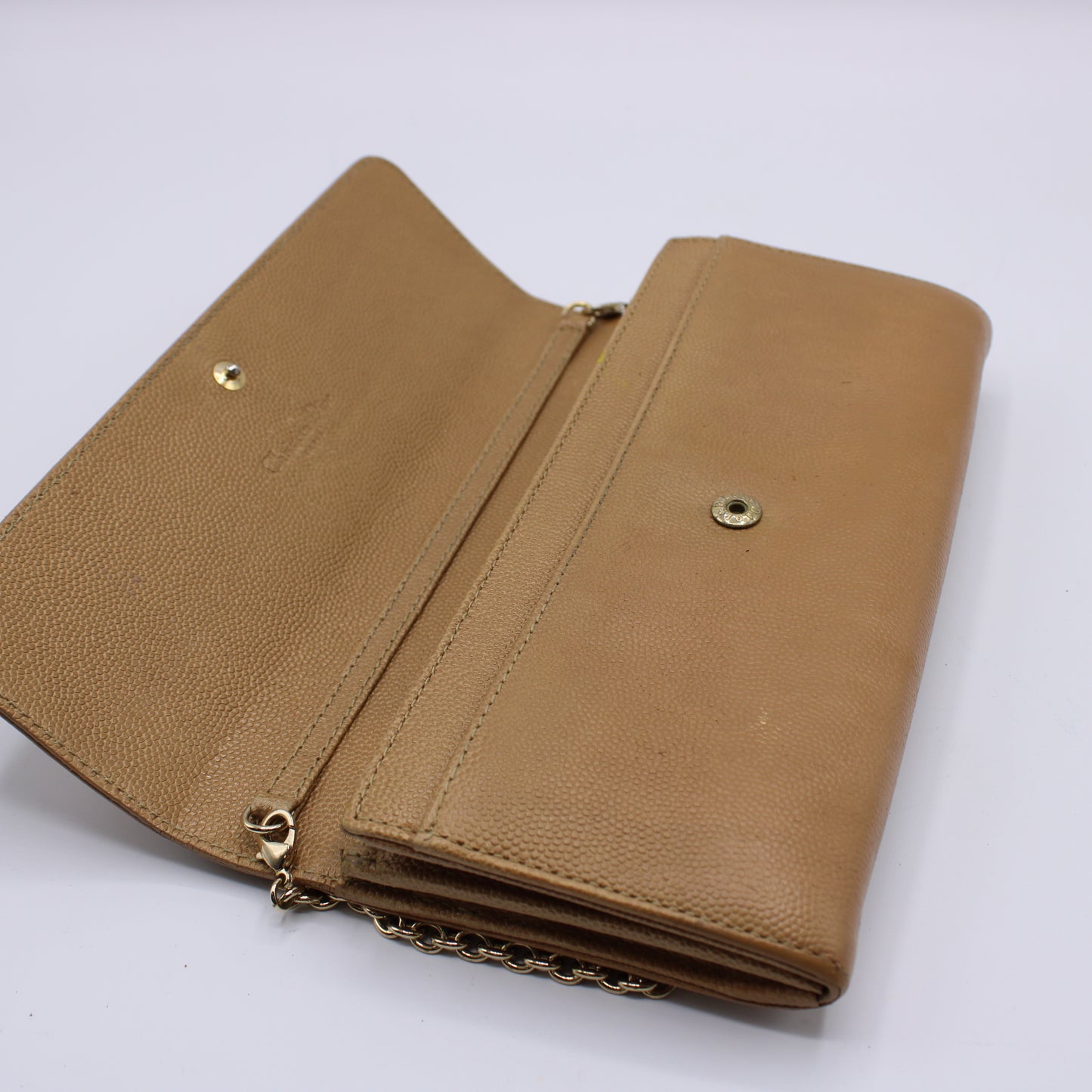Christian Dior Bronze Textured Leather Wallet on Chain Vintage