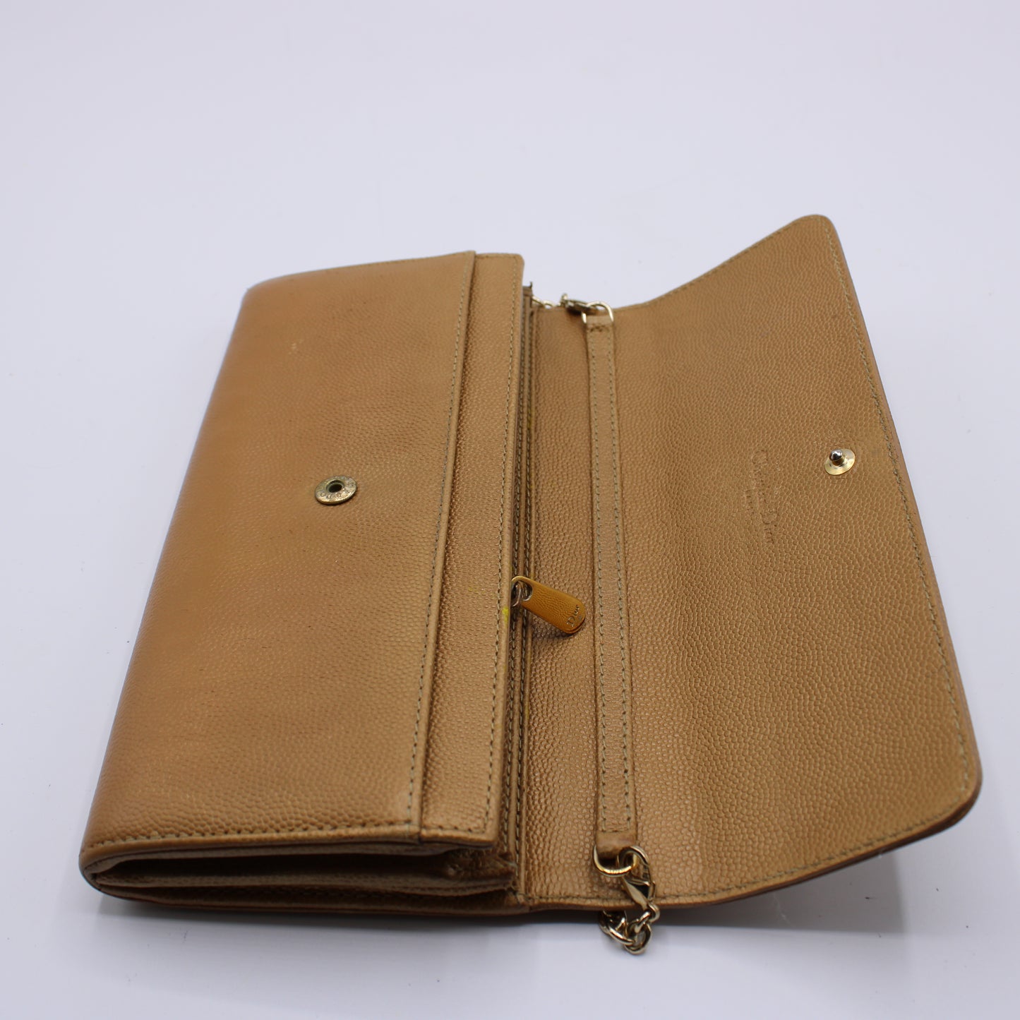 Christian Dior Bronze Textured Leather Wallet on Chain Vintage