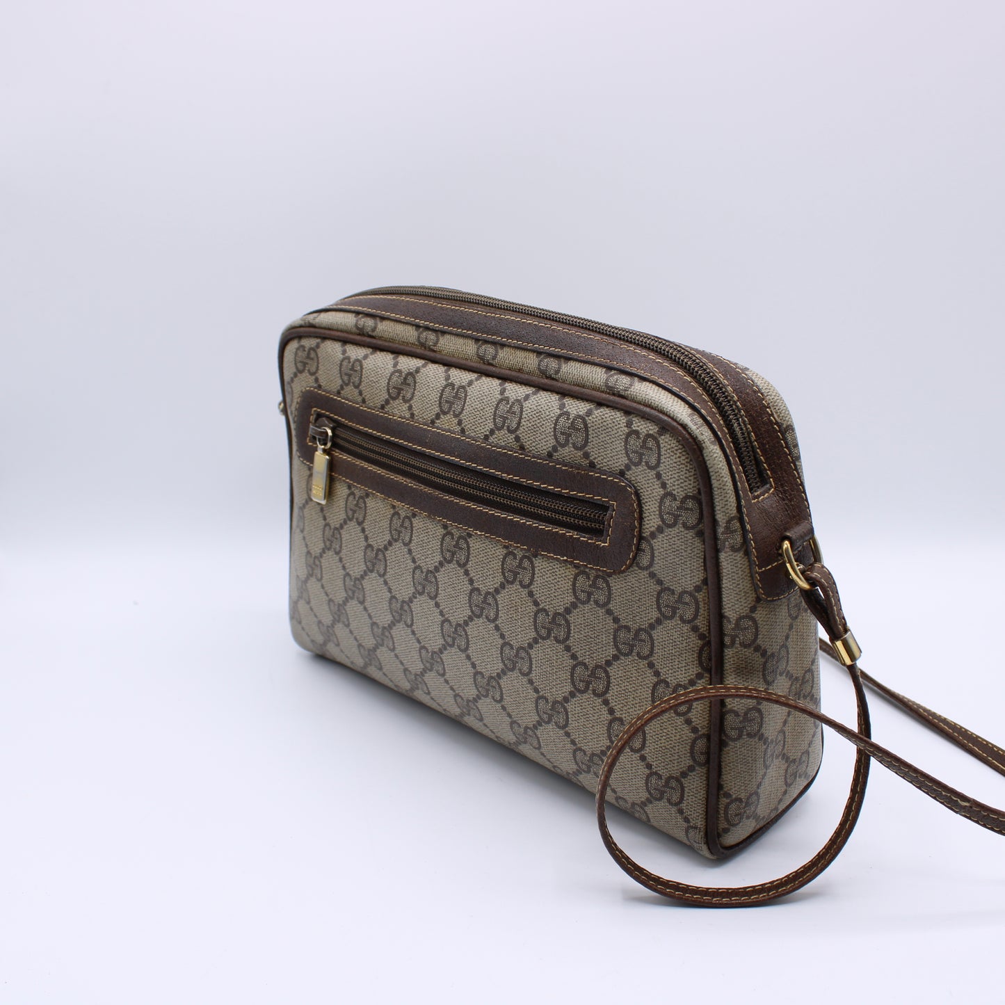 Gucci Ophidia GG Brown Canvas Crossbody Bag Vintage