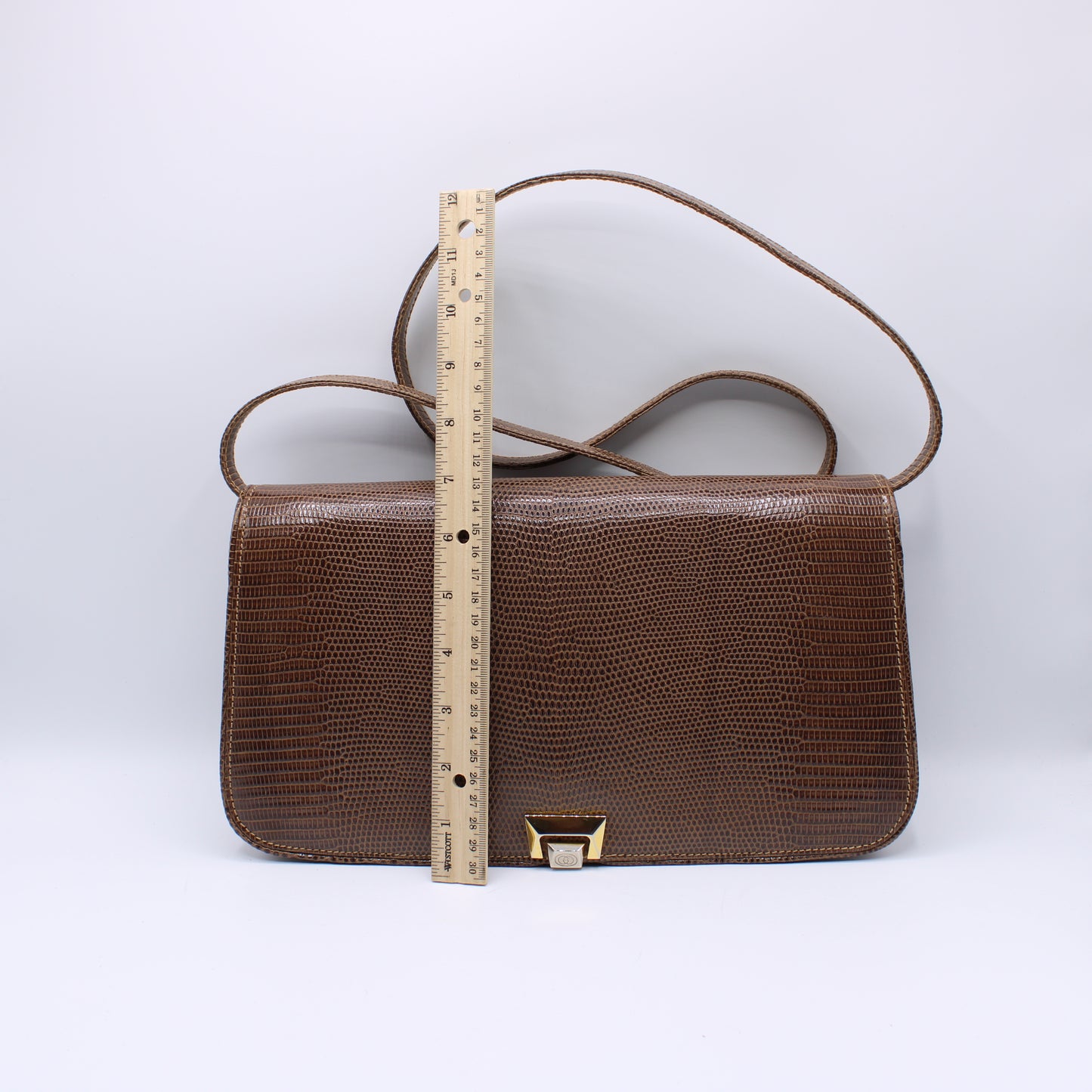Gucci Brown Lizard Leather Convertible Crossbody Exotic Bag