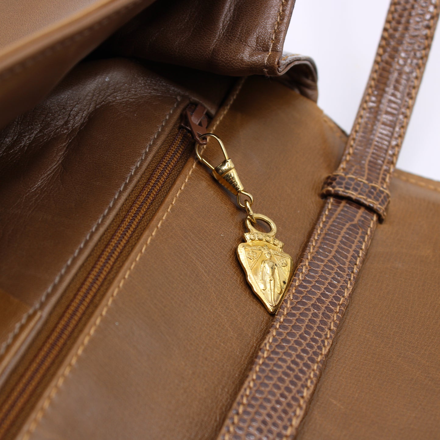 Gucci Brown Lizard Leather Convertible Crossbody Exotic Bag