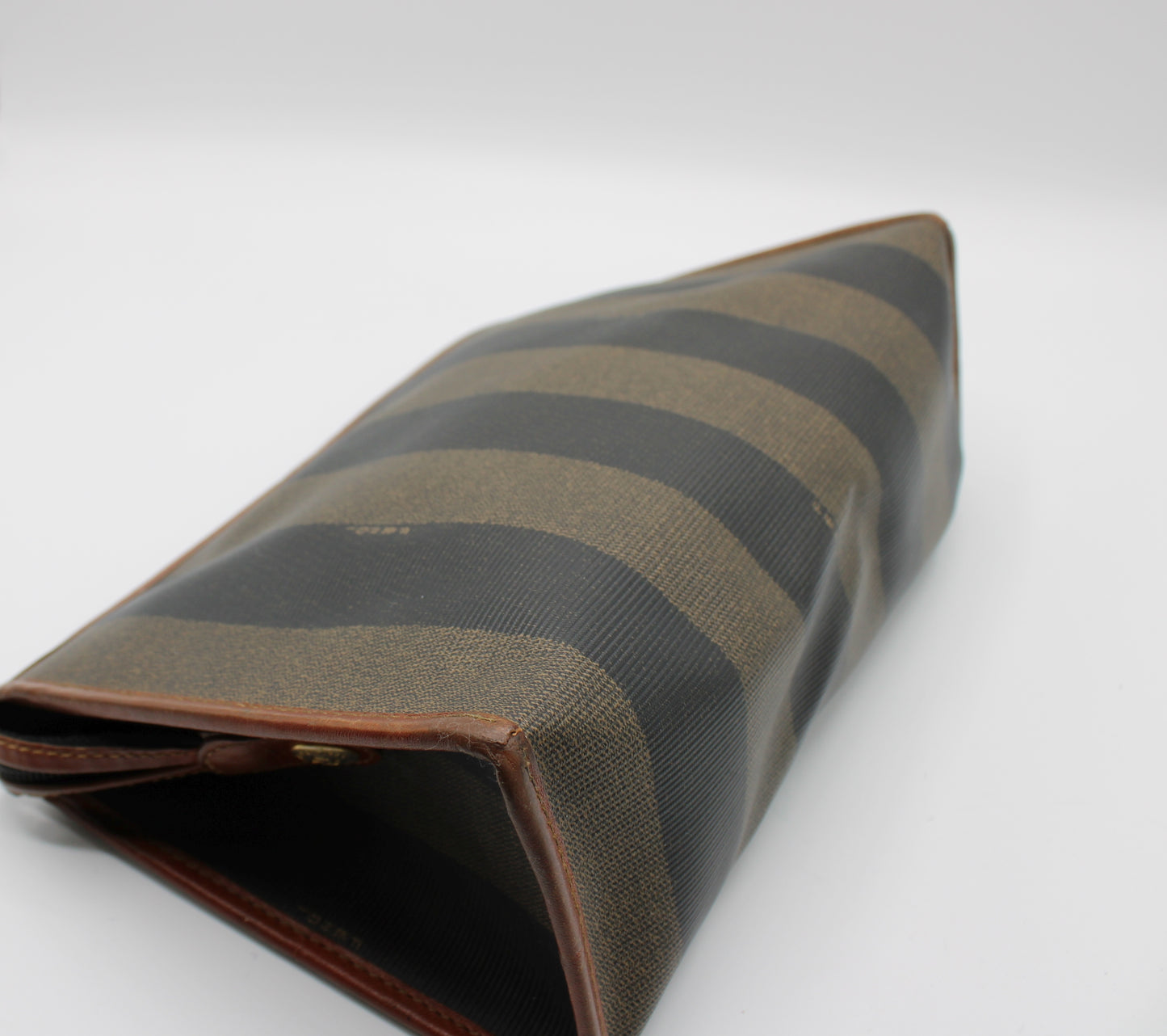 Fendi Pequin in Coated Canvas Small Pouch Clutch Vintage