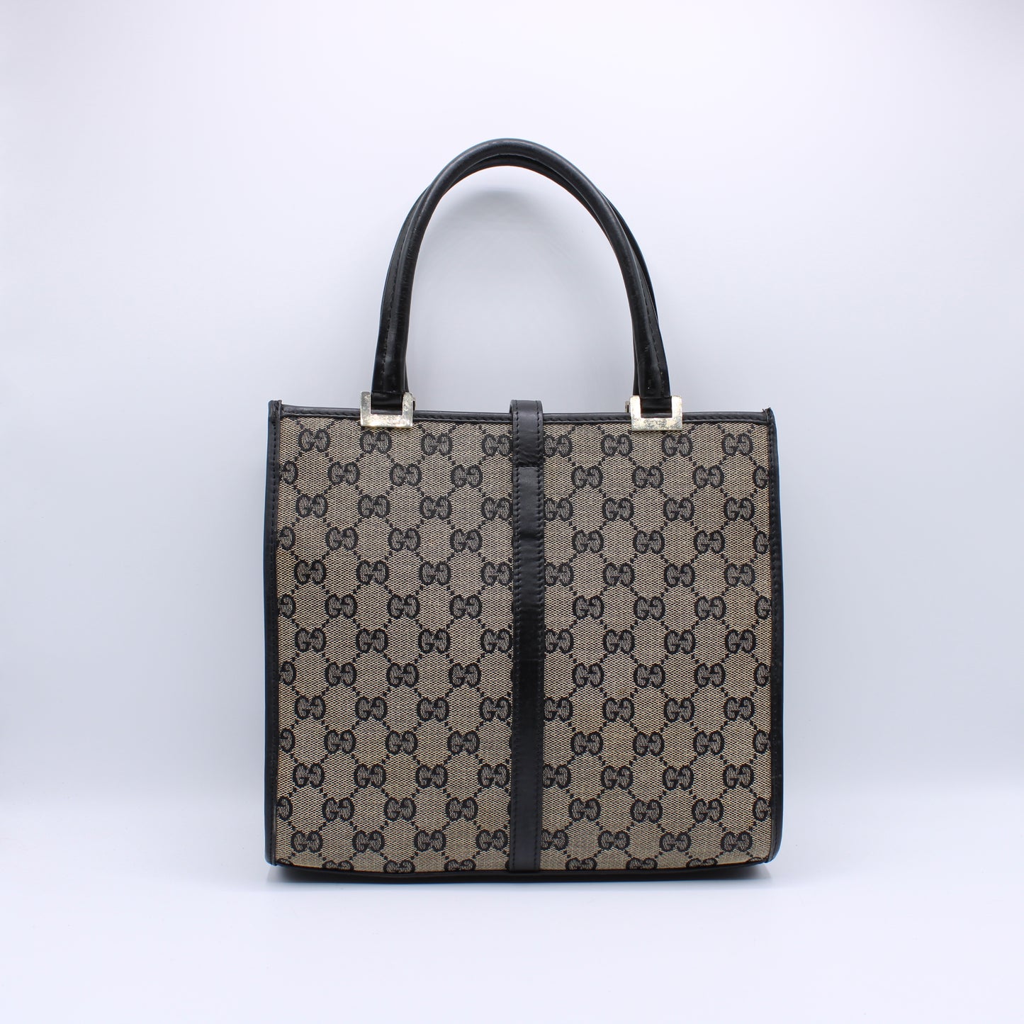 Gucci GG Brown Monogram Small Jackie Line Top Handle Tote Bag Vintage