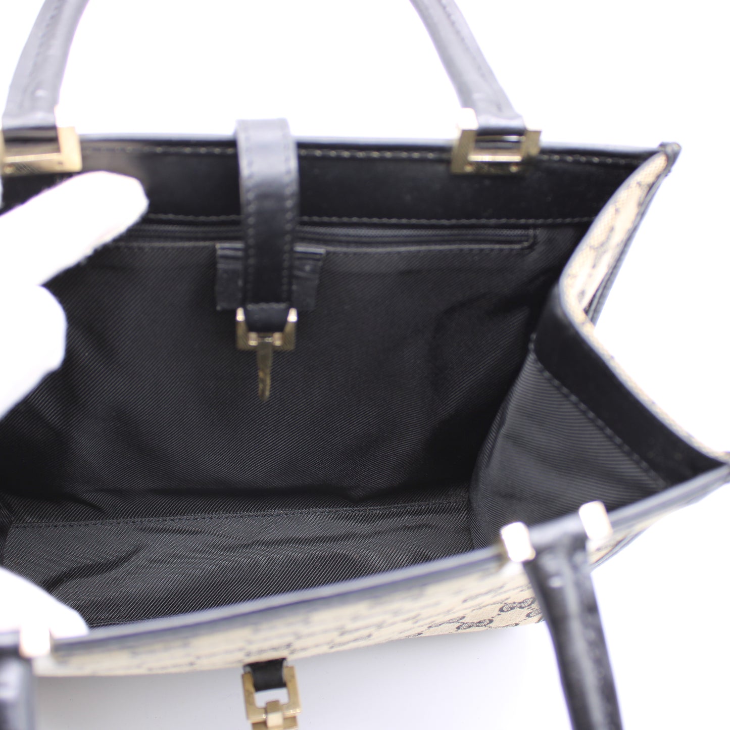 Gucci GG Brown Monogram Small Jackie Line Top Handle Tote Bag Vintage