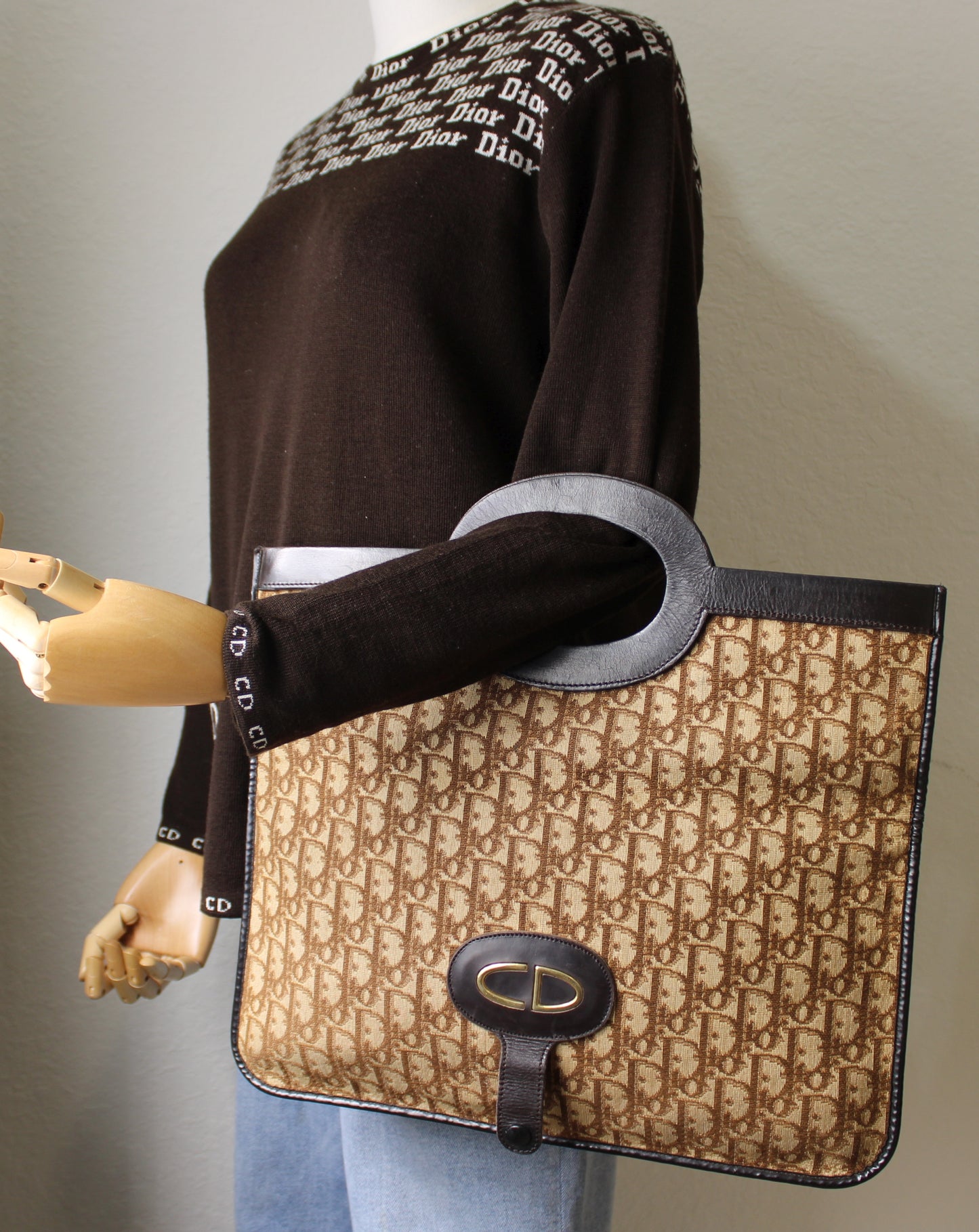 Christian Dior Carrie Fold-Over Monogram Clutch Bag Vintage