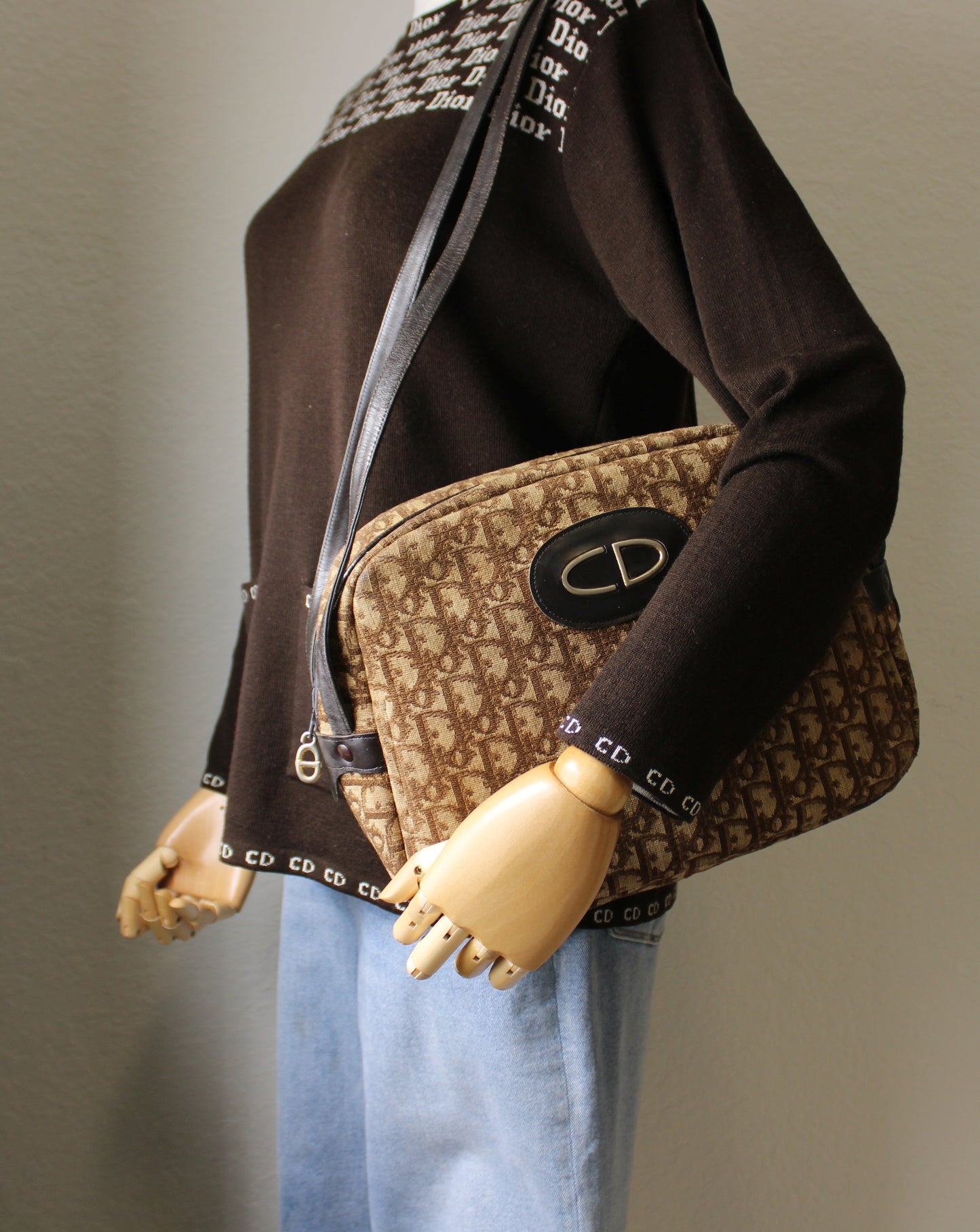 Christian Dior Trotter Brown Monogram Diorissimo Tote Bag Vintage