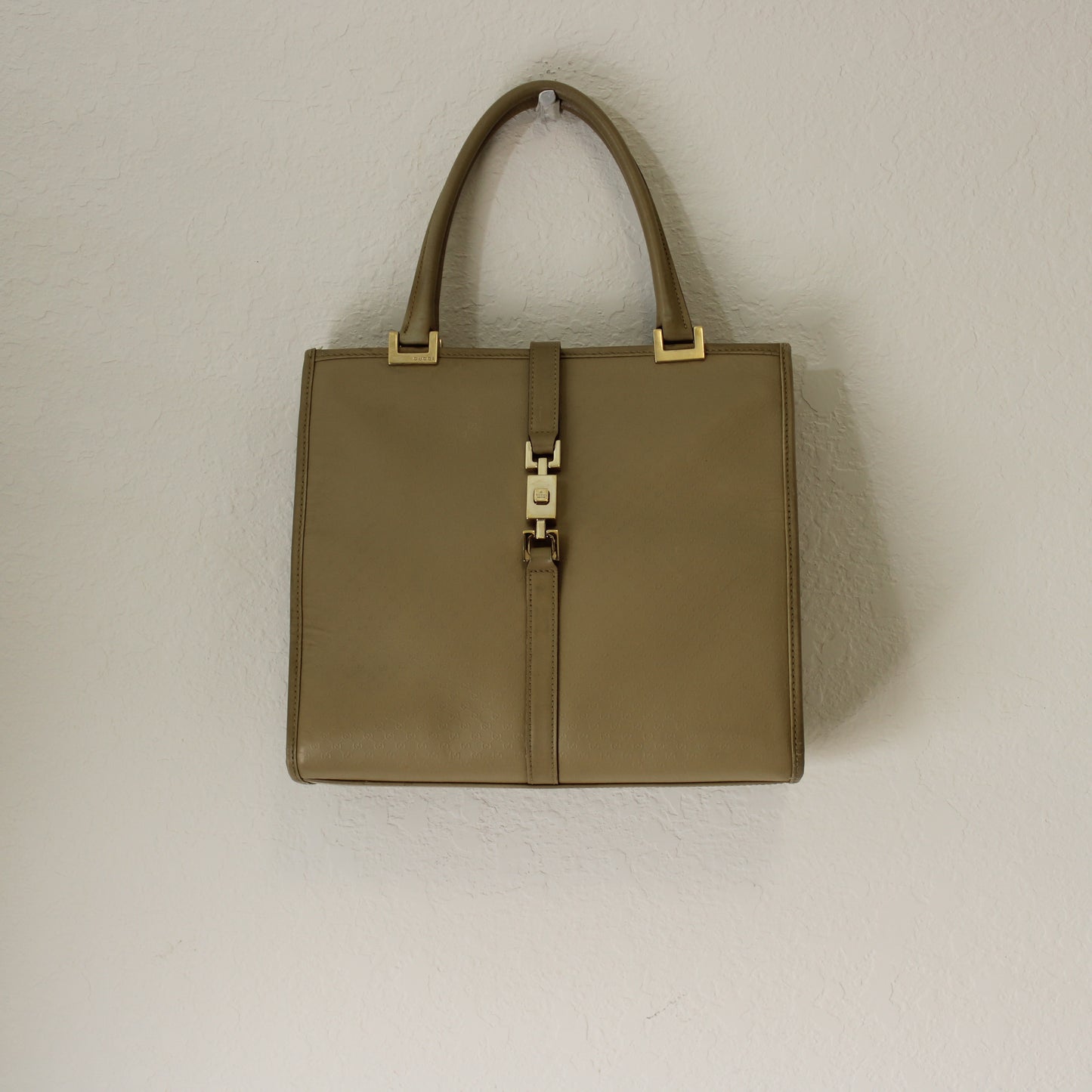 Gucci Beige MicroGuccissima Leather Jackie 1961 Tote Bag Vintage