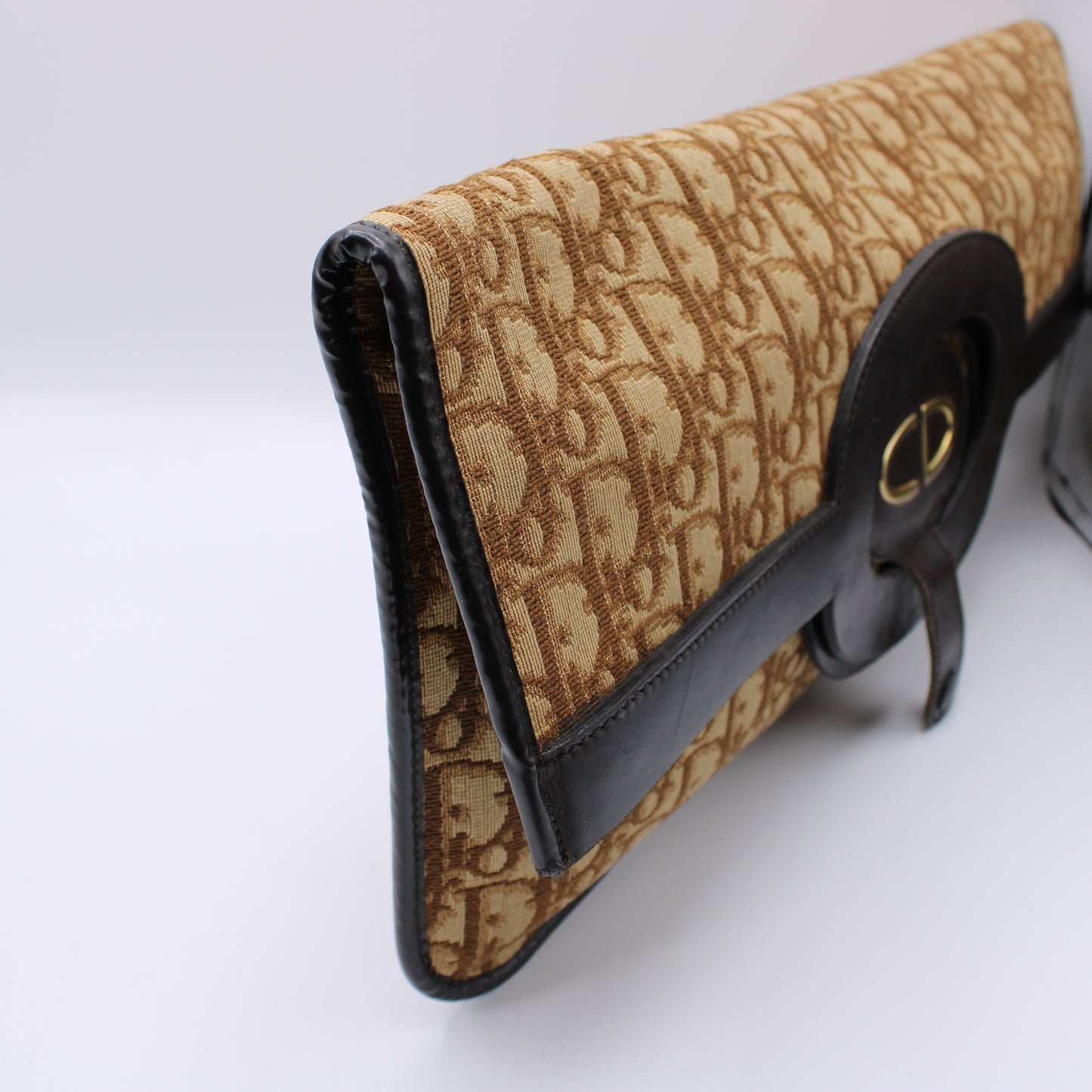 Christian Dior Carrie Fold-Over Monogram Clutch Bag Vintage
