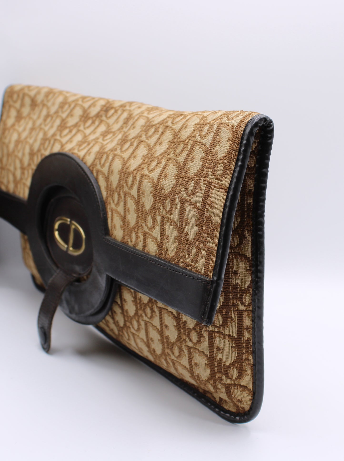Christian Dior Carrie Fold-Over Monogram Clutch Bag Vintage