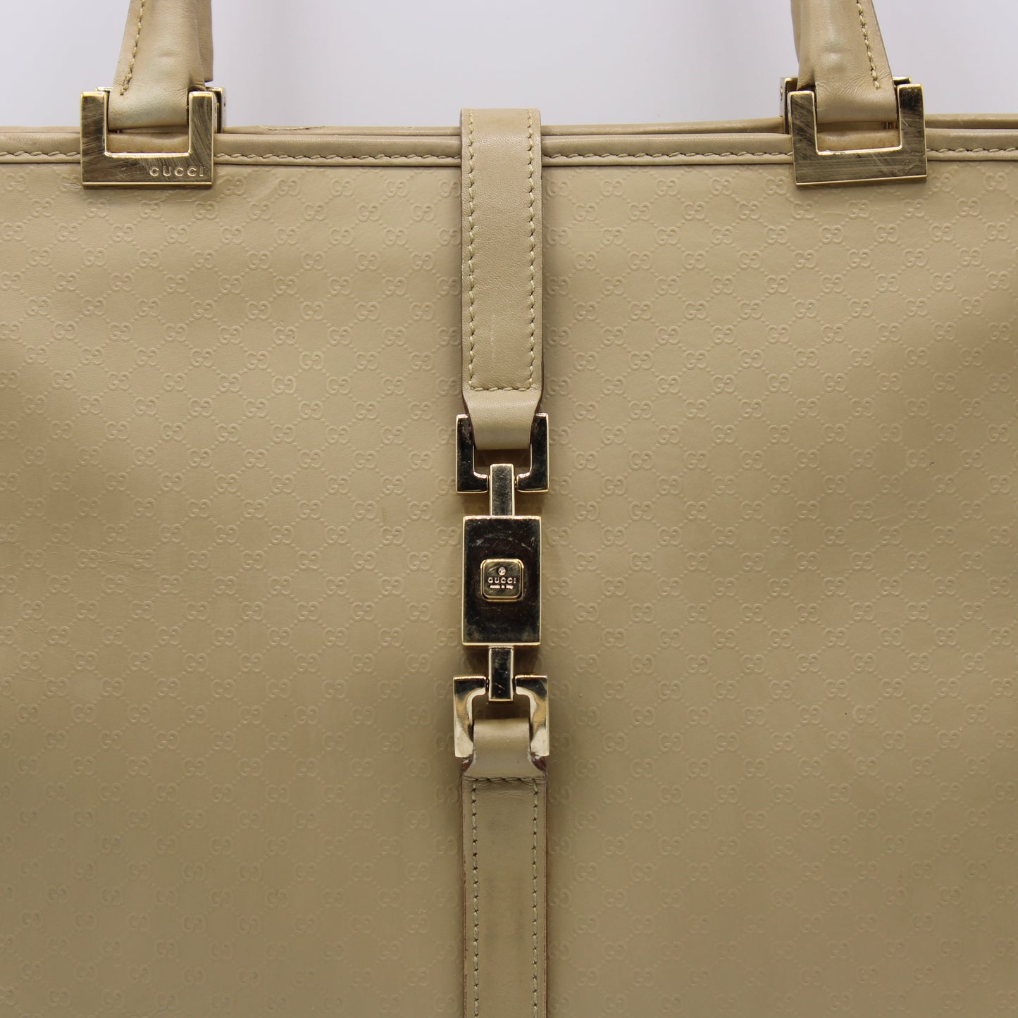 Gucci Beige MicroGuccissima Leather Jackie 1961 Tote Bag Vintage