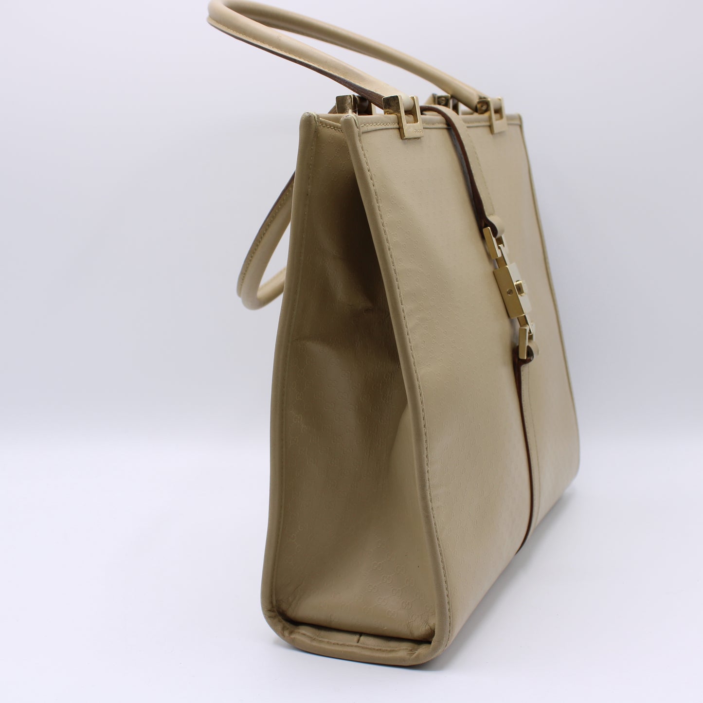 Gucci Beige MicroGuccissima Leather Jackie 1961 Tote Bag Vintage