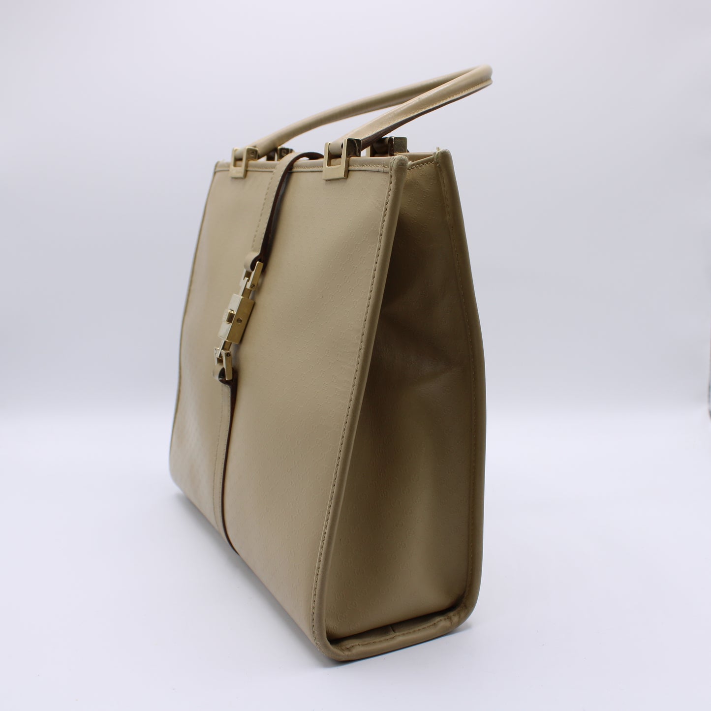 Gucci Beige MicroGuccissima Leather Jackie 1961 Tote Bag Vintage