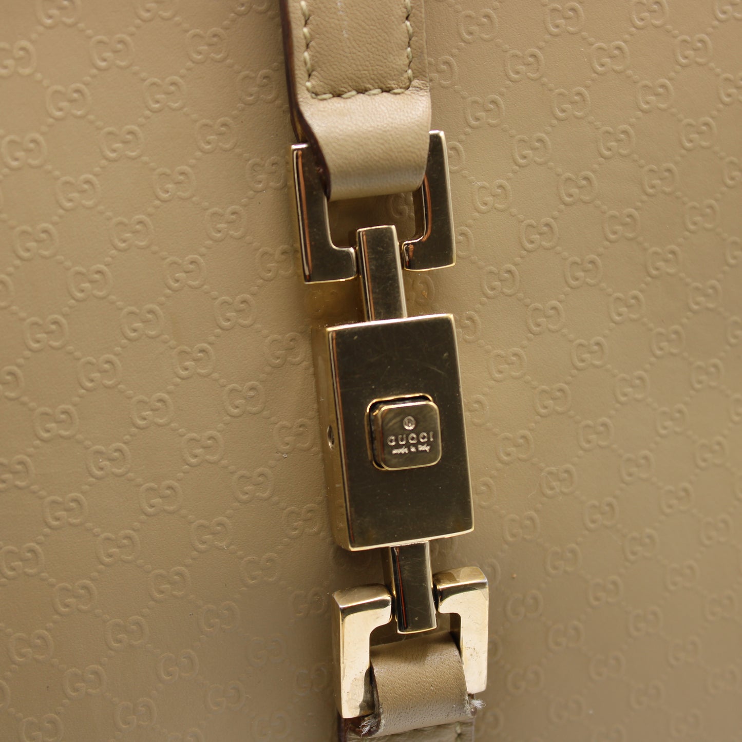 Gucci Beige MicroGuccissima Leather Jackie 1961 Tote Bag Vintage