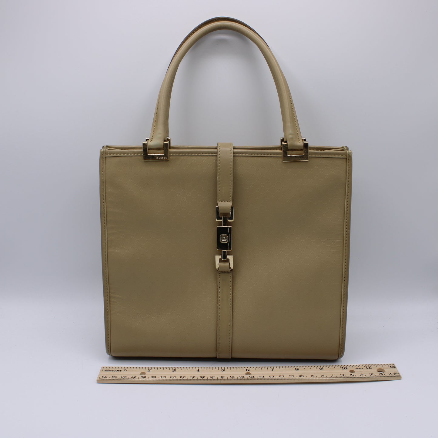 Gucci Beige MicroGuccissima Leather Jackie 1961 Tote Bag Vintage