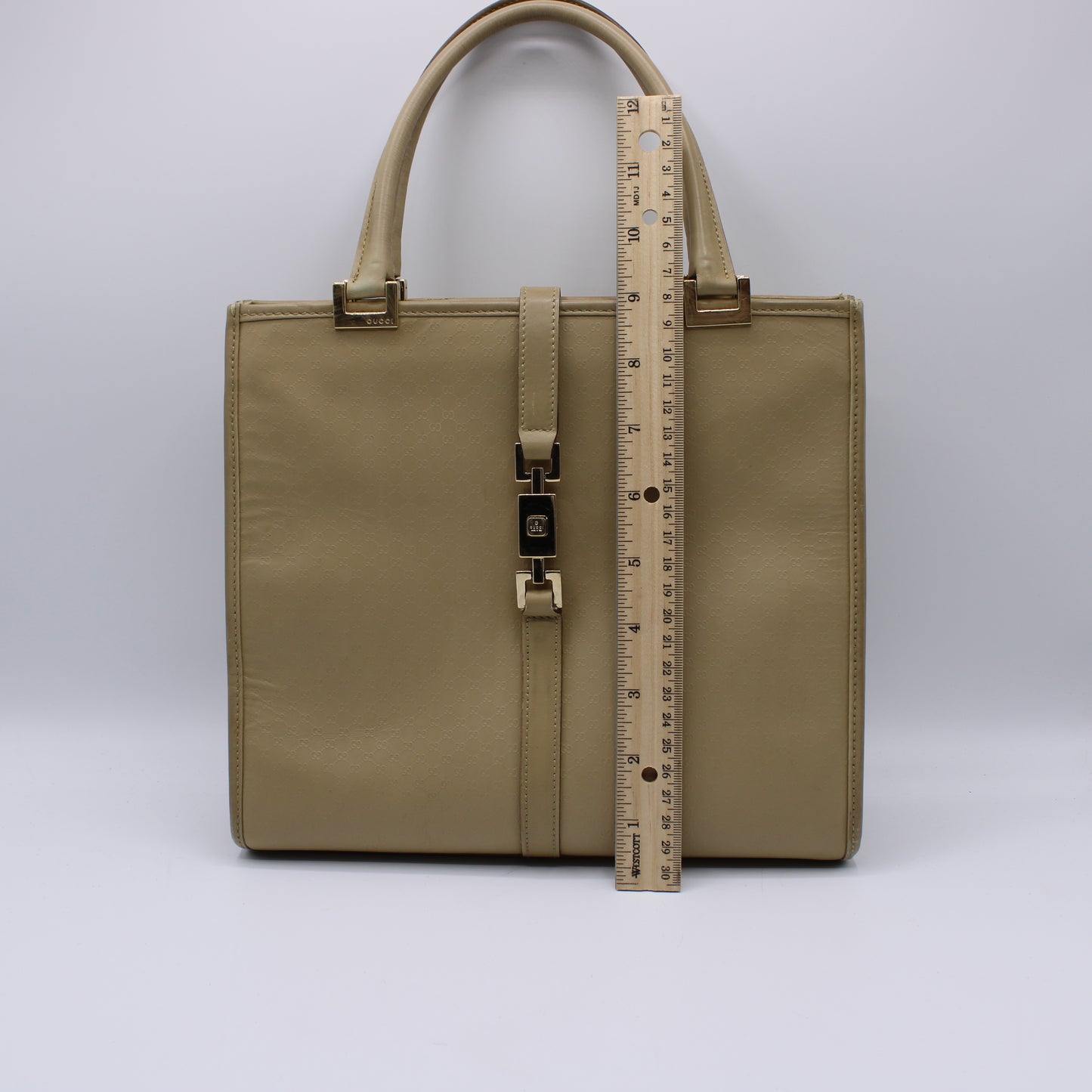 Gucci Beige MicroGuccissima Leather Jackie 1961 Tote Bag Vintage