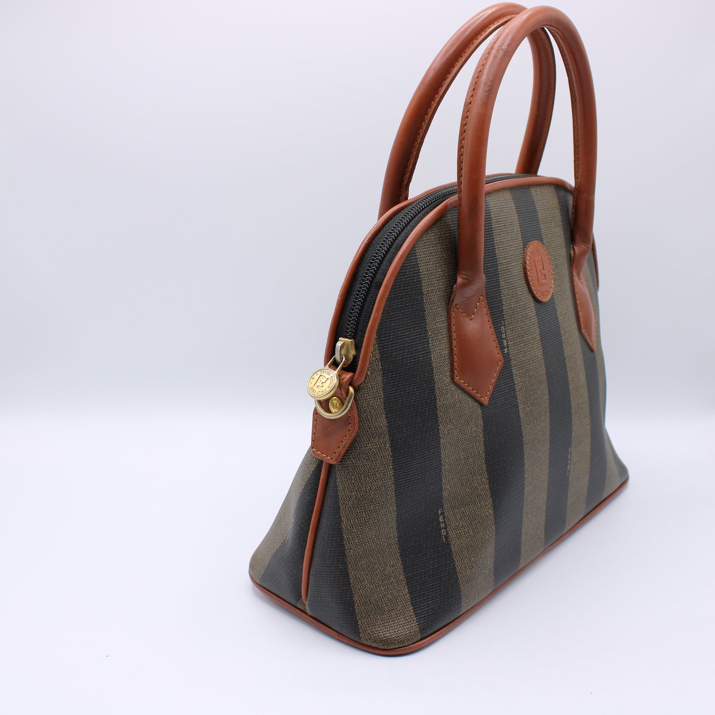 Fendi Leather Trimmed Medium Pequin Karl Lagerfeld Dome Bag Vintage #2