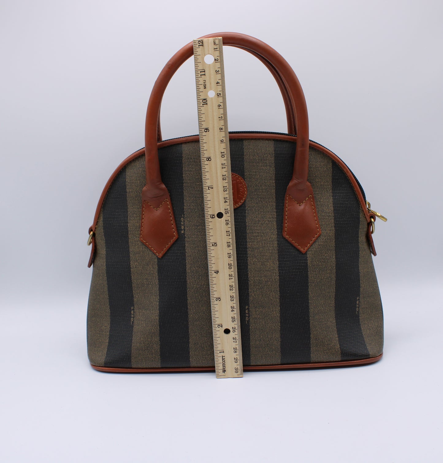 Fendi Leather Trimmed Medium Pequin Karl Lagerfeld Dome Bag Vintage #2
