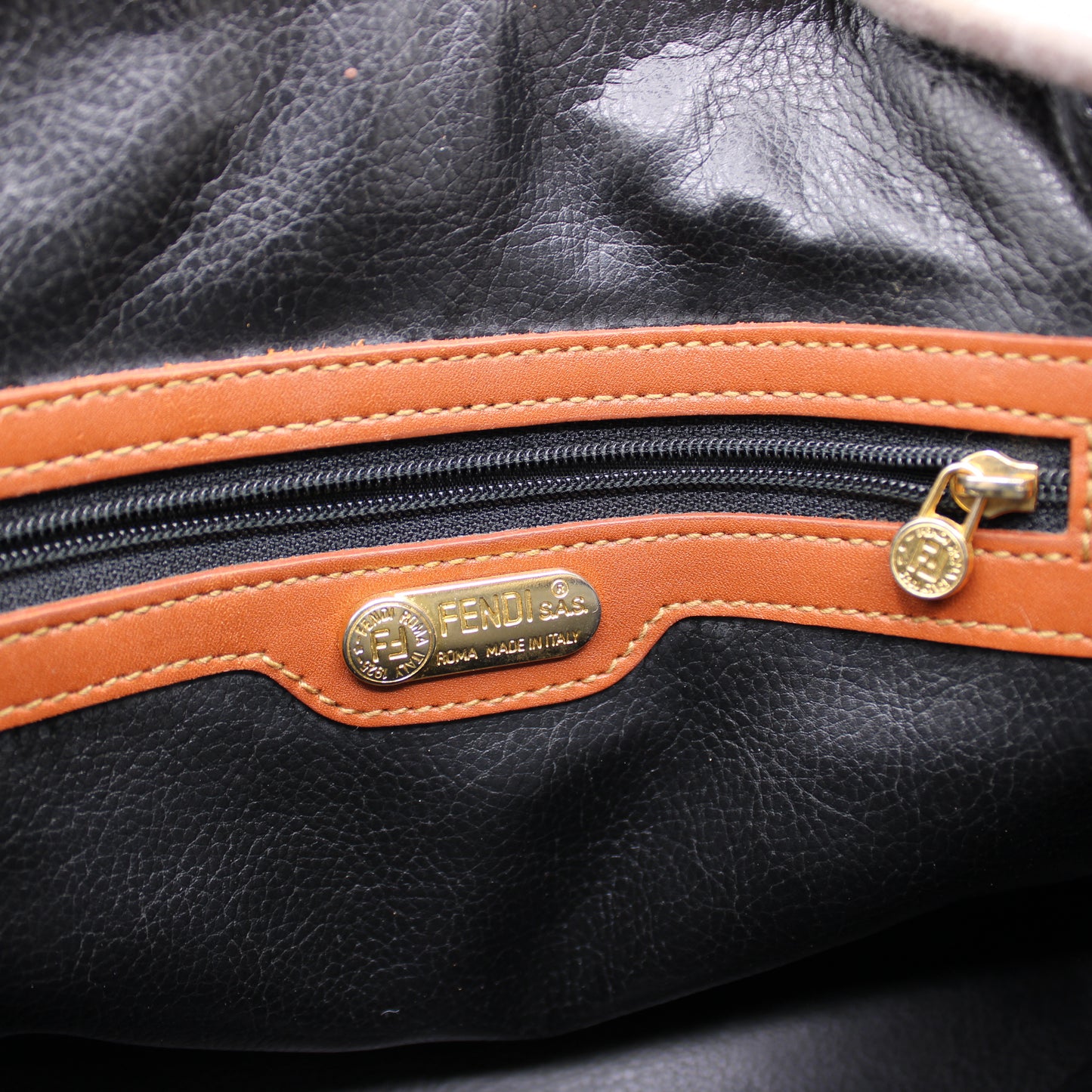 Fendi Leather Trimmed Medium Pequin Karl Lagerfeld Dome Bag Vintage #2