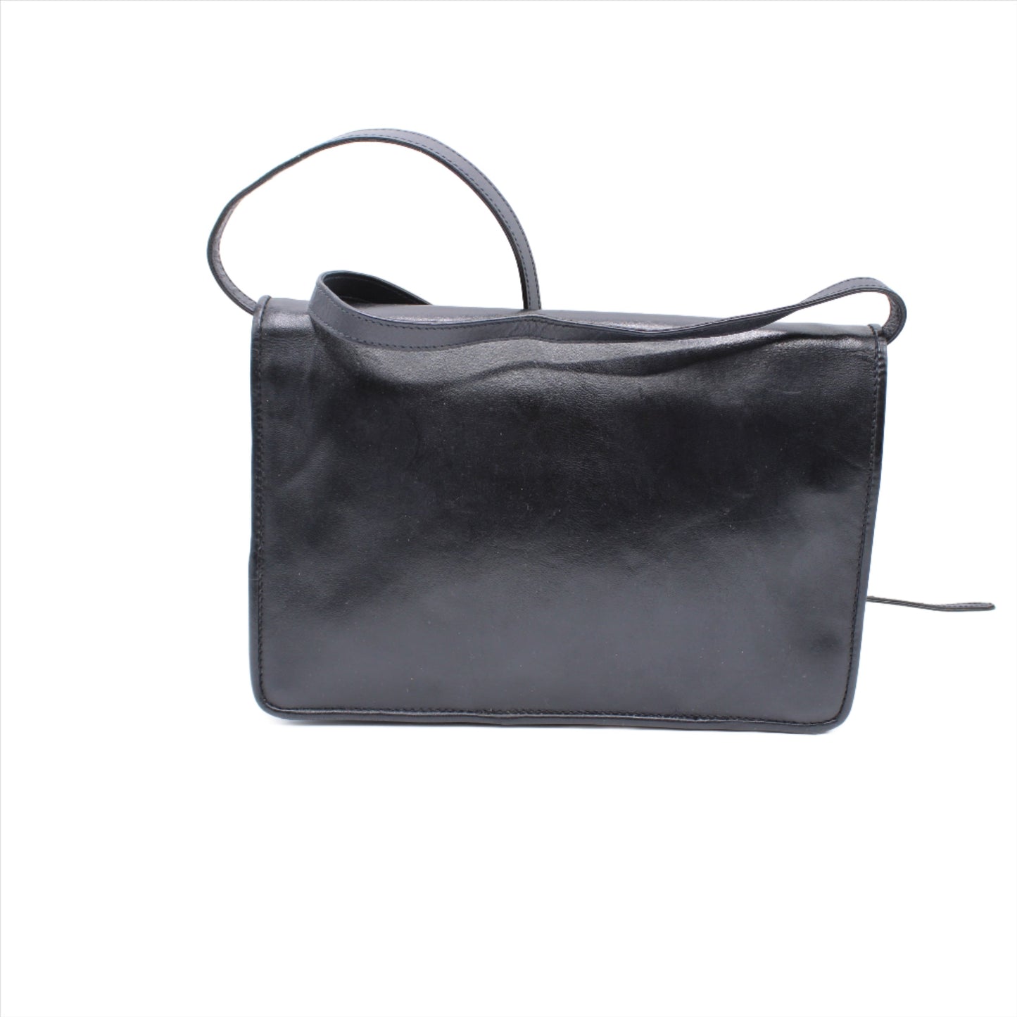 Yves Saint Laurent Black Embossed Lettering Leather Crossbody Bag Vintage