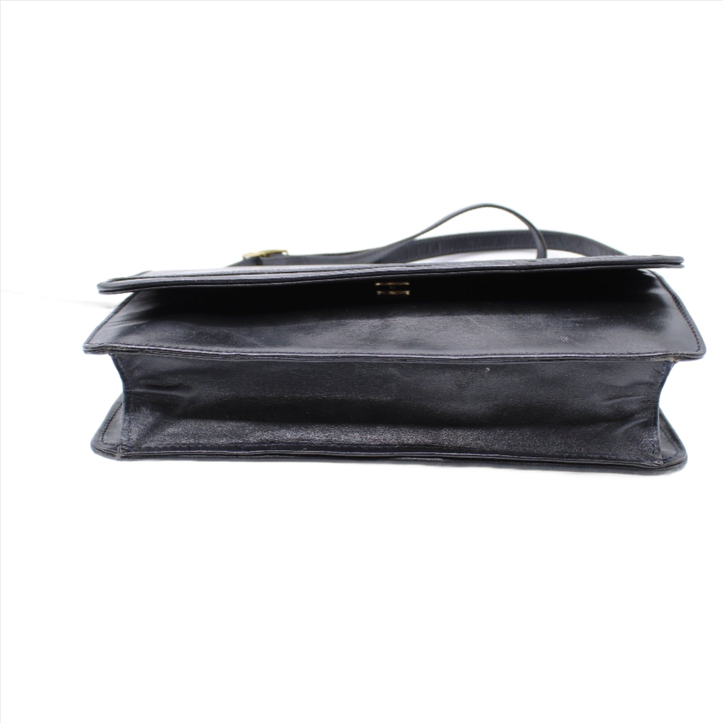 Yves Saint Laurent Black Embossed Lettering Leather Crossbody Bag Vintage