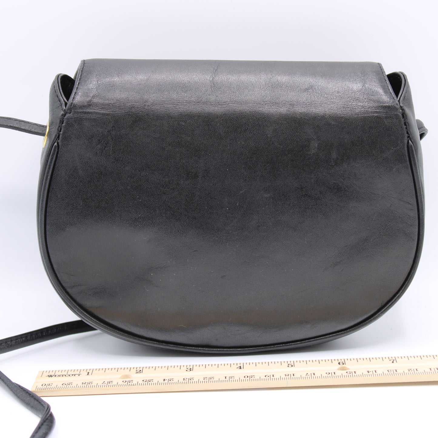 Christian Dior Gold-Tone Metal Logo Black Leather Crossbody Bag Vintage