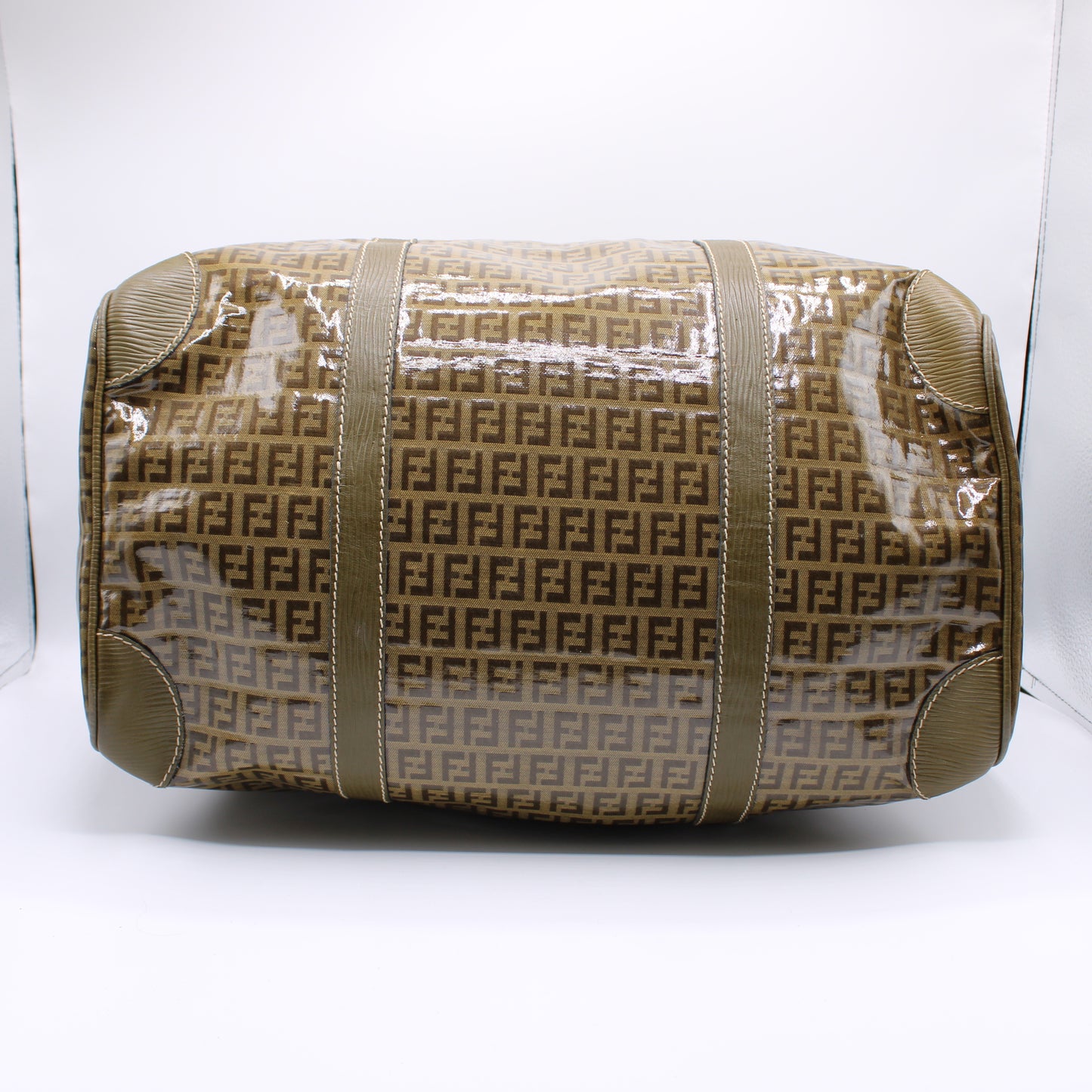 Fendi Boston Zucca Patent Leather Travel Bag Vintage