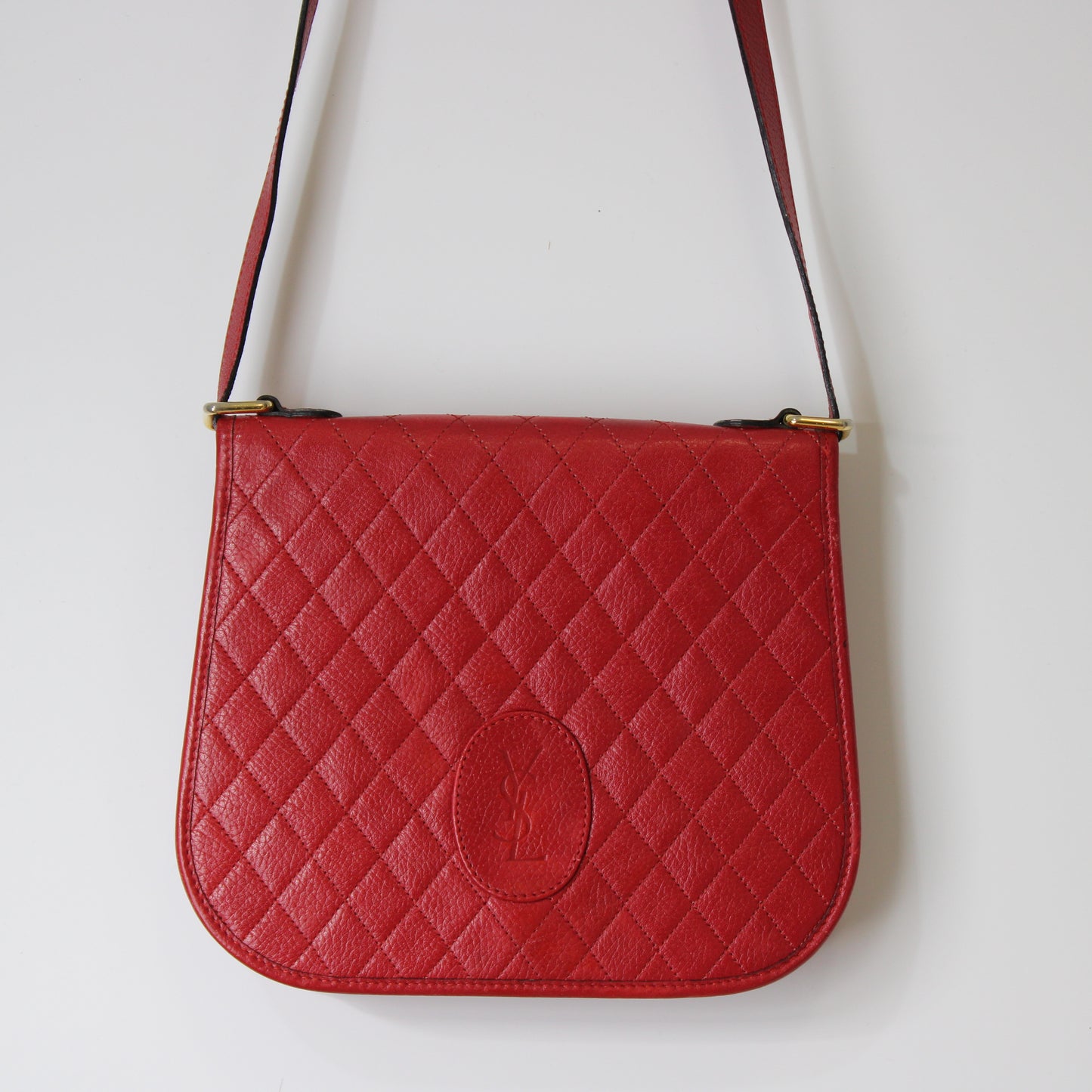 Yves Saint Laurent Red Quilted Leather Crossbody Bag Vintage