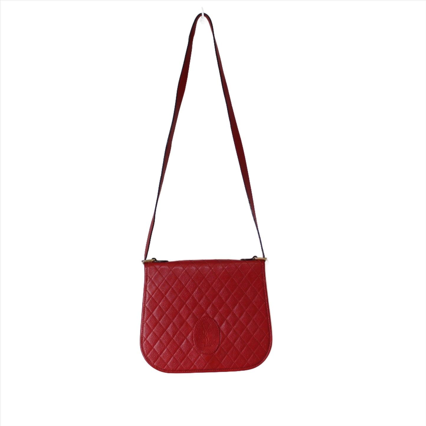 Yves Saint Laurent Red Quilted Leather Crossbody Bag Vintage
